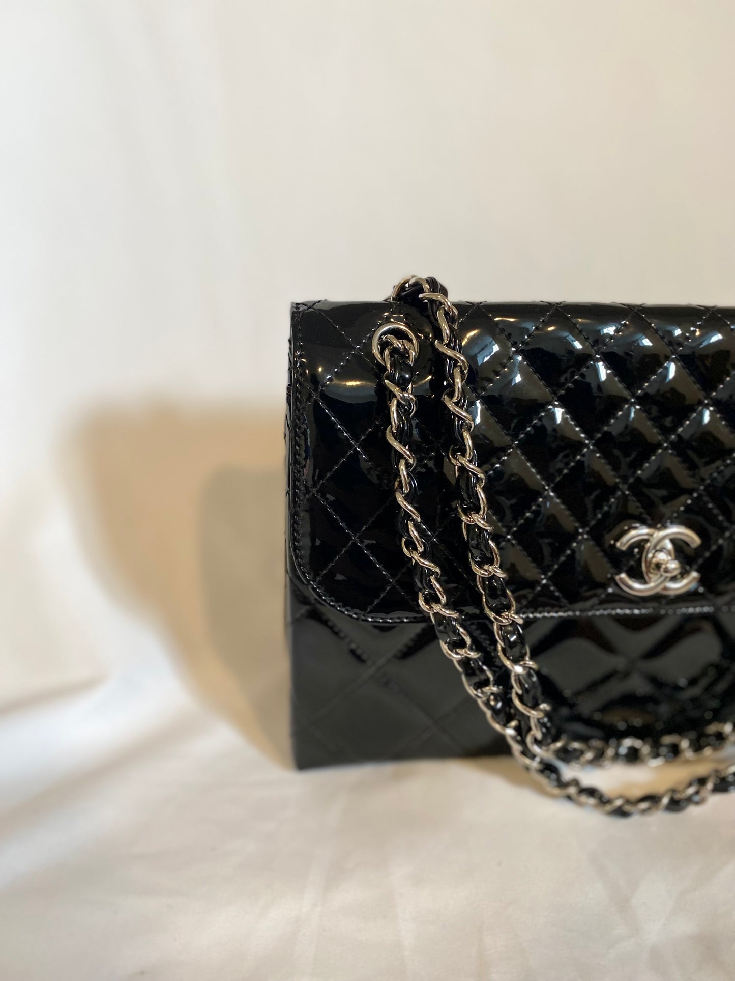 Chanel Maxi Patent Leather Silver Hardware