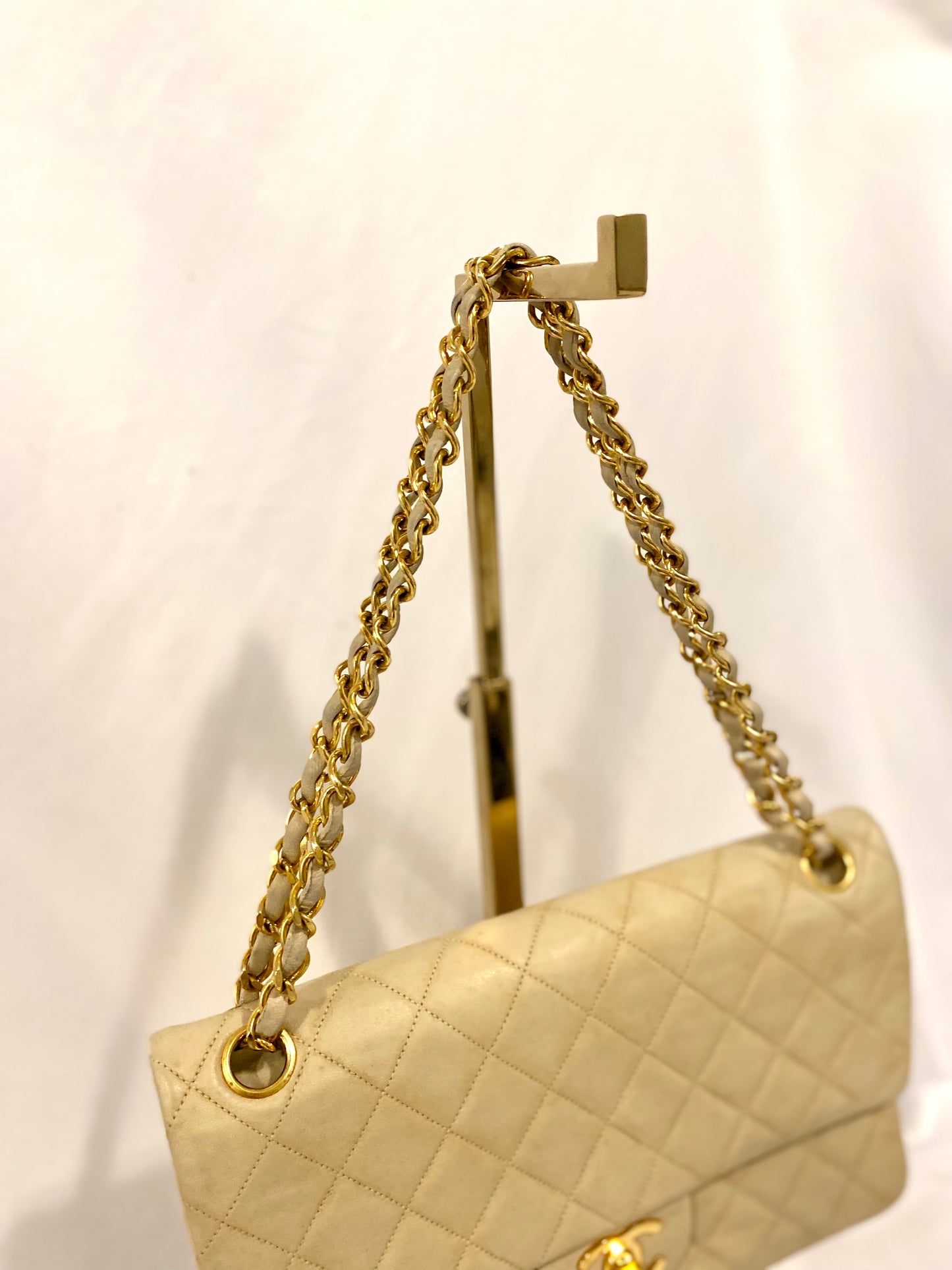 Chanel Beige Lambskin Classic Flap