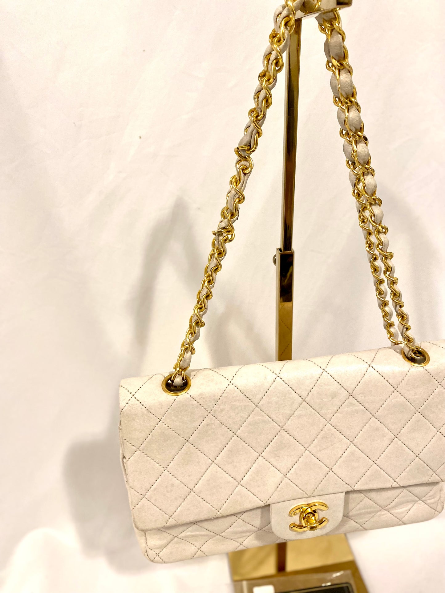 White Chanel Classic Flap Medium