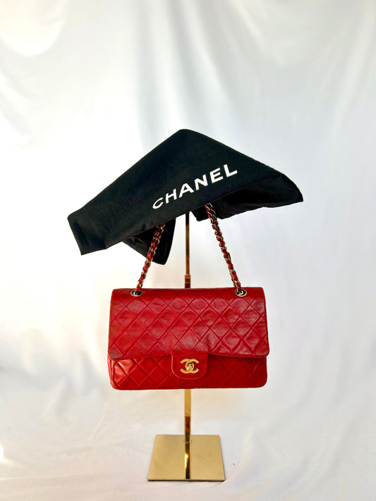 Red Chanel Vintage Lambskin Medium Classic Flap Bag