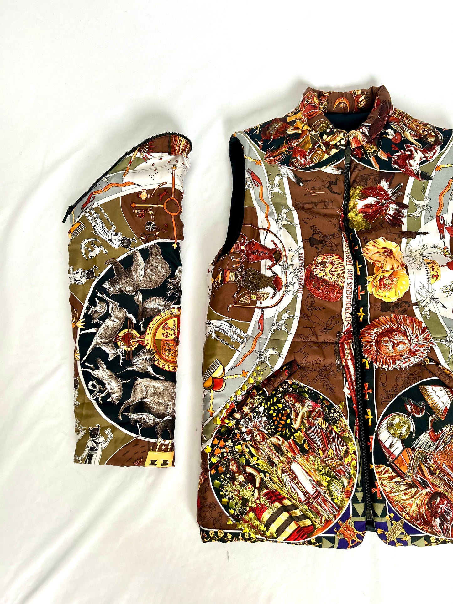 Archival Hermes Silk Detachable Sleeve Jacket Coat designed by Martin Margiela