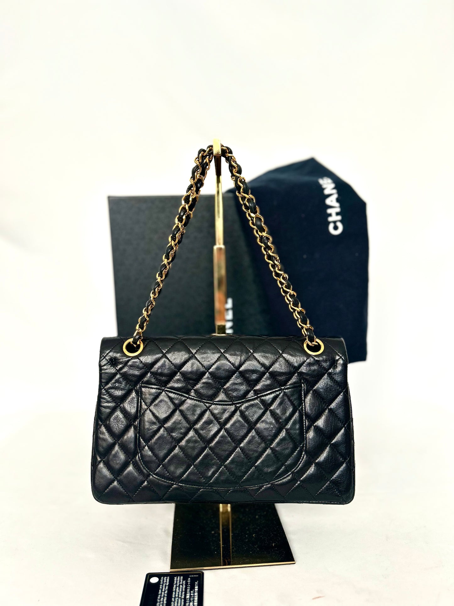 Authentic 1980s Chanel Lambskin Medium Classic Flap with 24k gold plated hardware