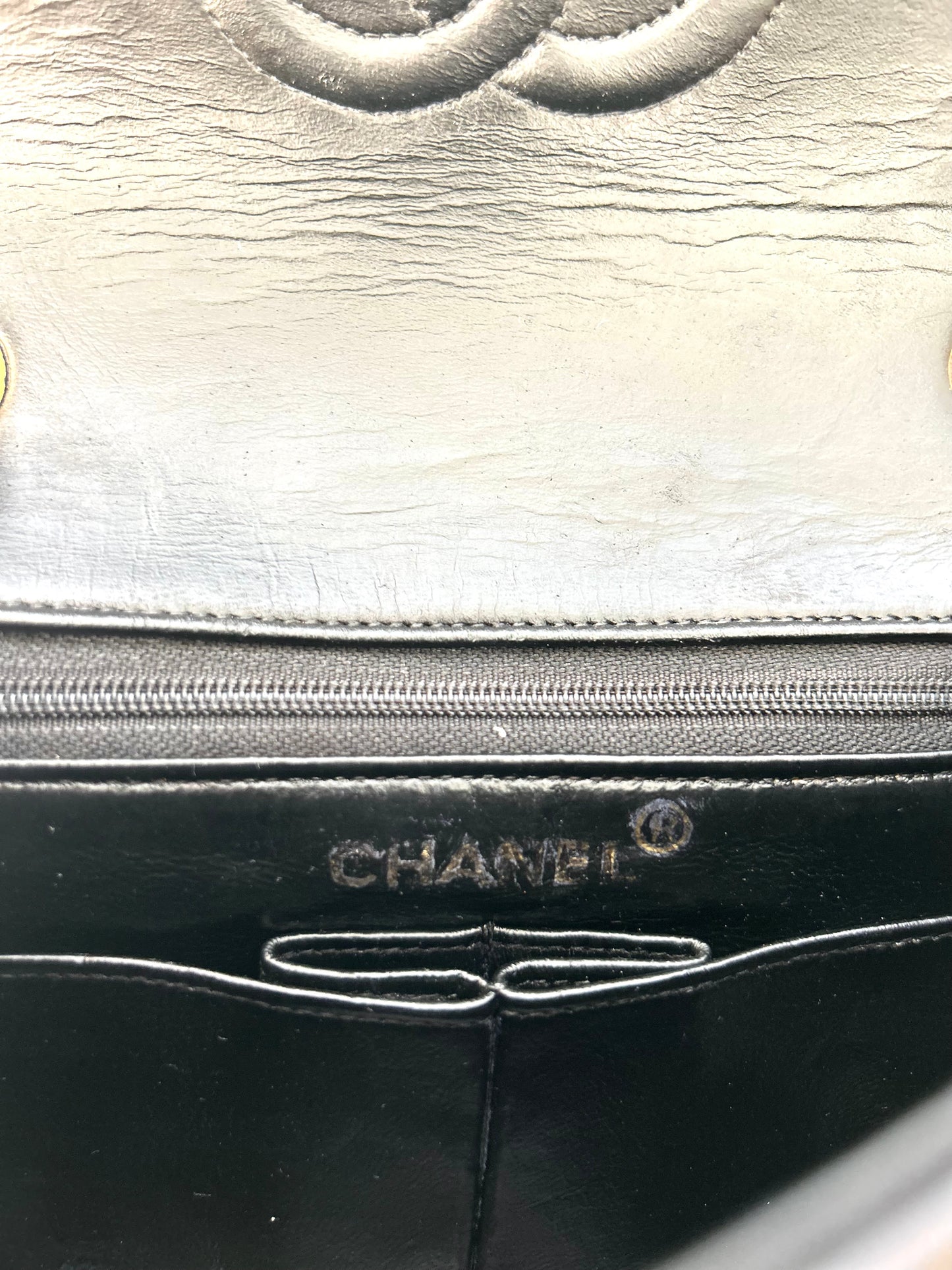 Authentic Chanel Black Lambskin Mini Square Flap Bag
