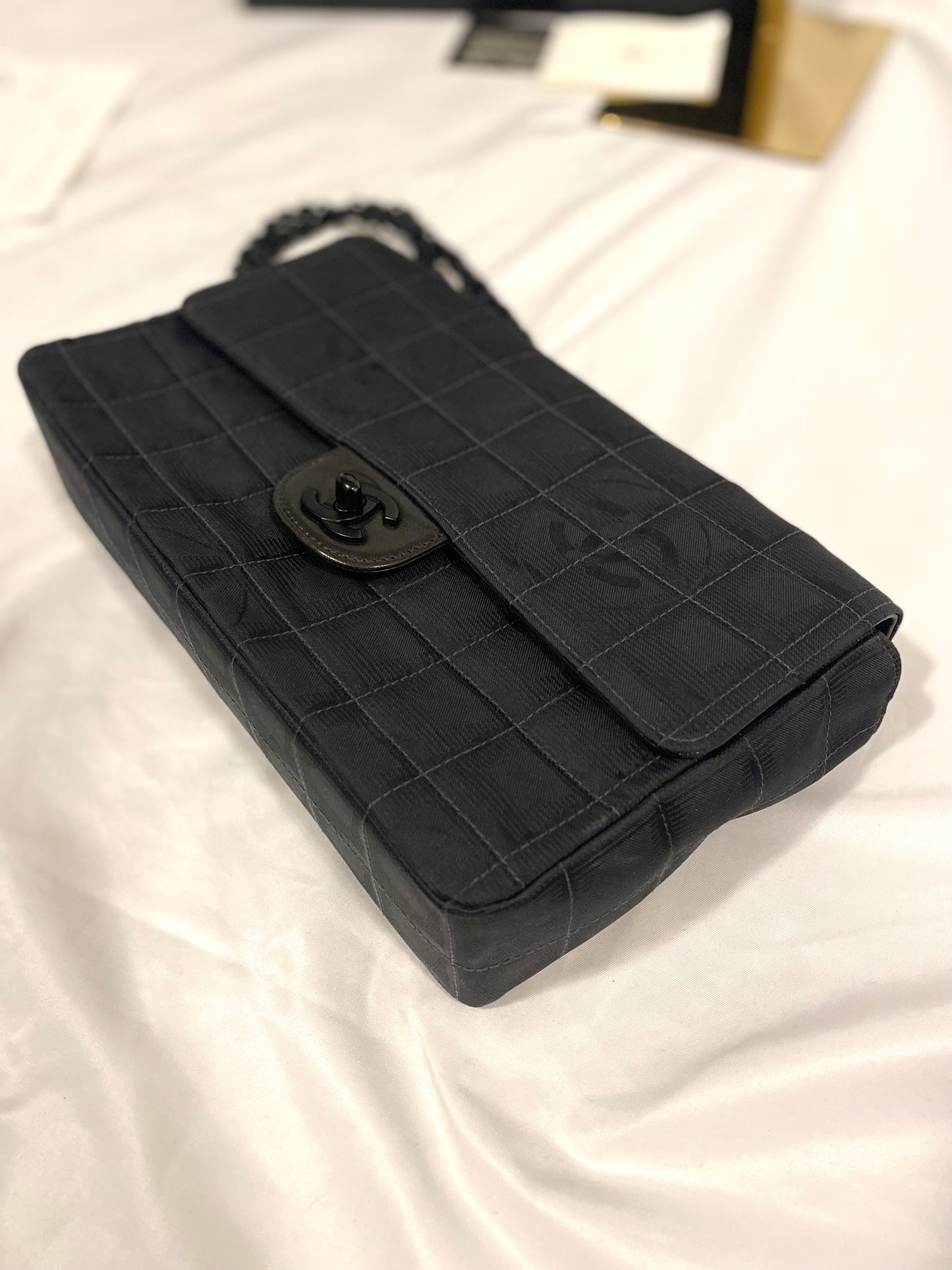 Rare Chanel Matte Black Nylon Travel Flap Bag