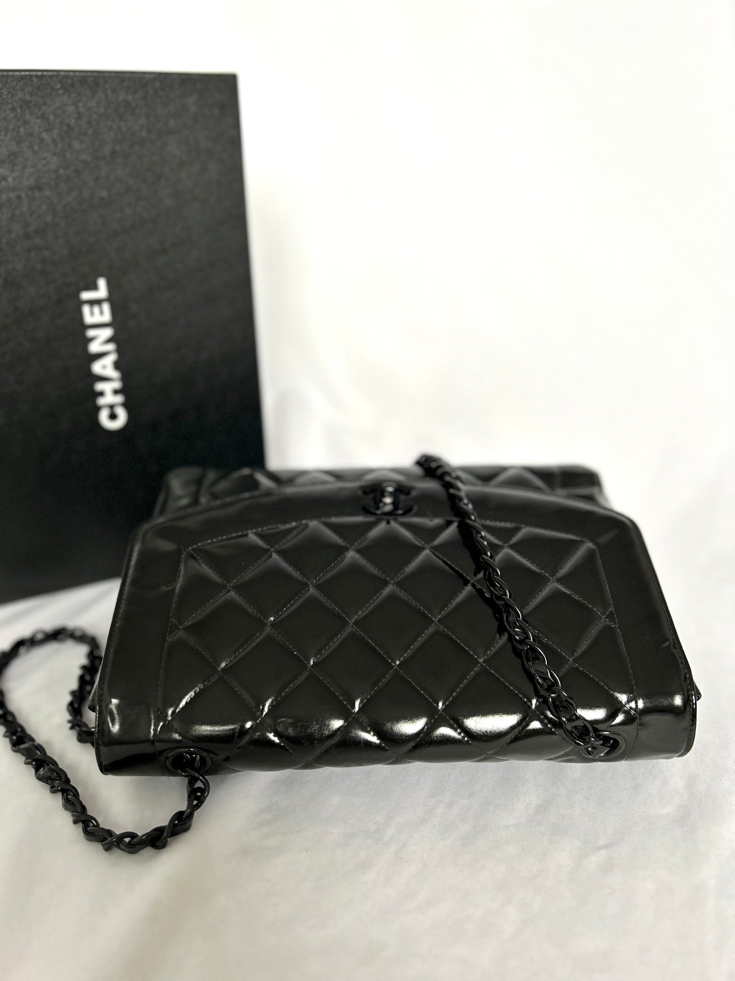 Chanel So-Black Medium Diana Patent Flap Bag