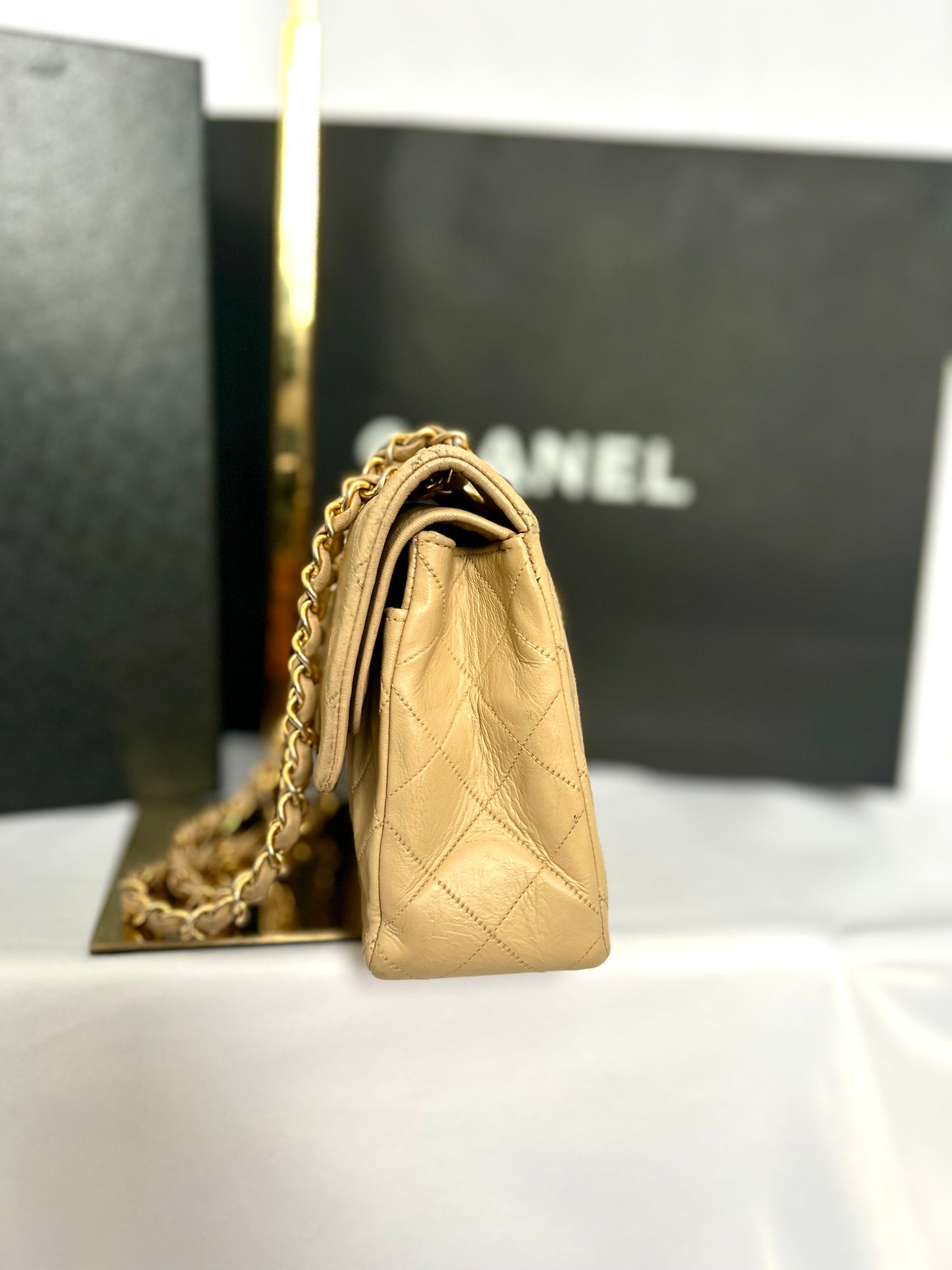 Chanel Beige Lambskin Medium Classic Flap 2/2 Payments