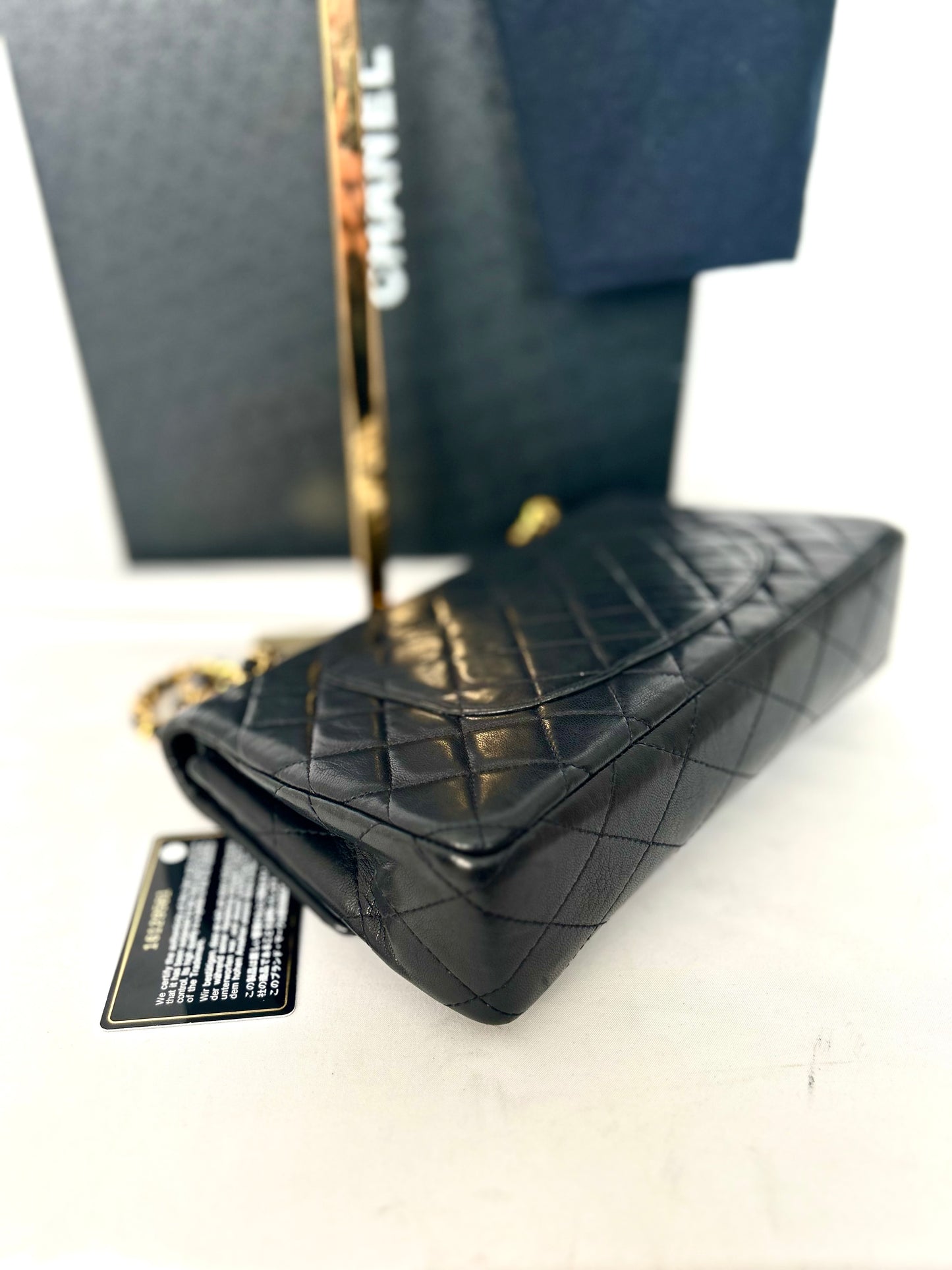 Authentic 1980s Chanel Lambskin Medium Classic Flap with 24k gold plated hardware