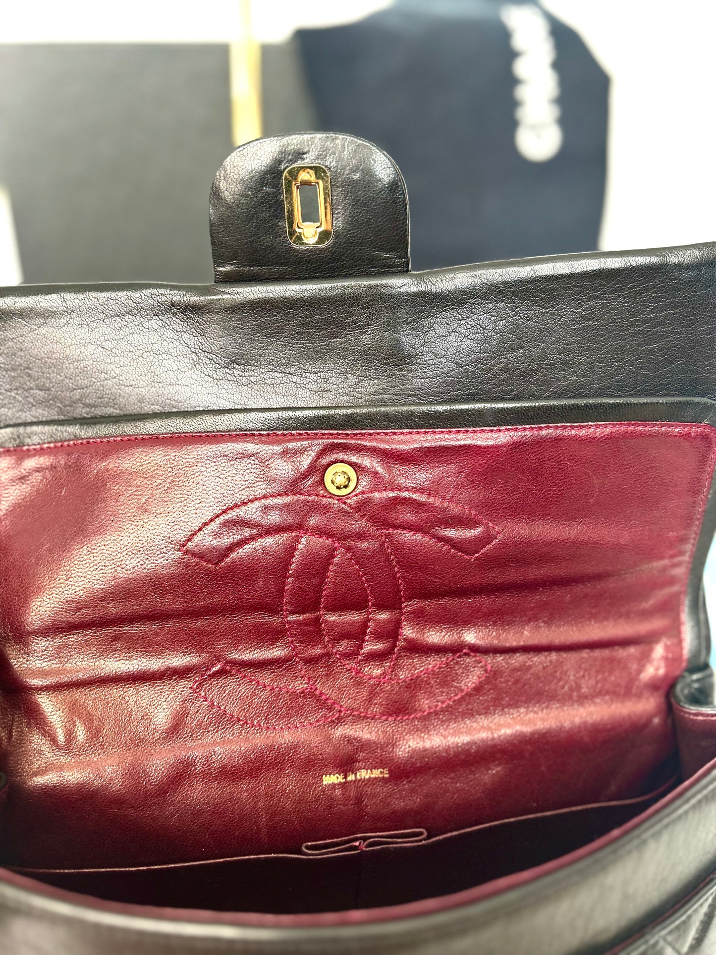 Authentic 1980s Chanel Lambskin Medium Classic Flap with 24k gold plated hardware