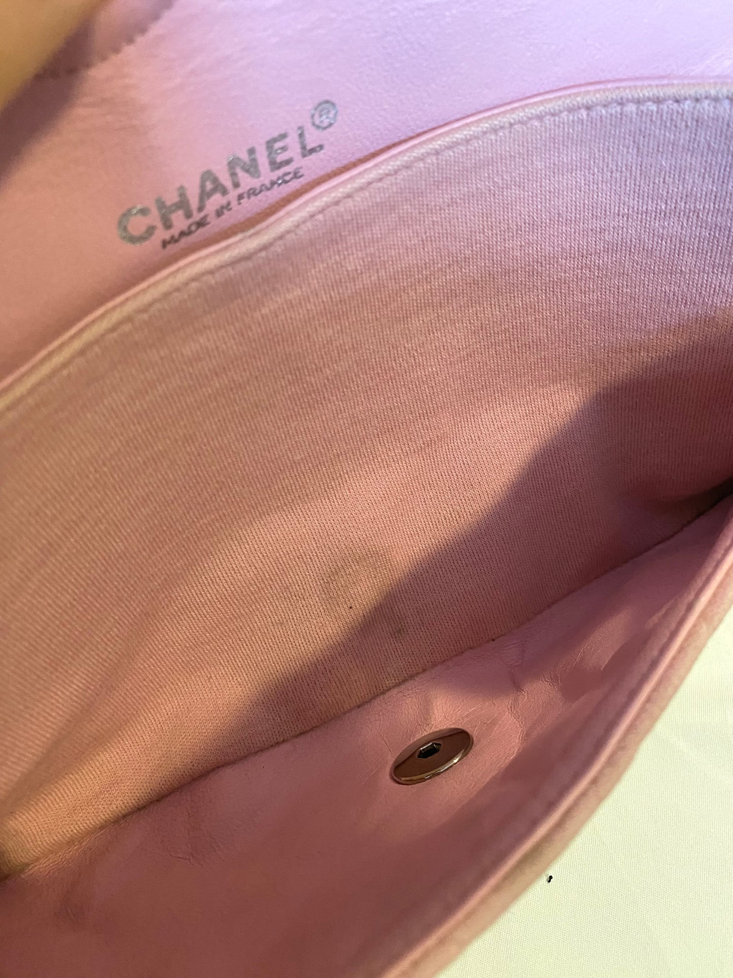 Pink Chanel Jersey Classic Flap