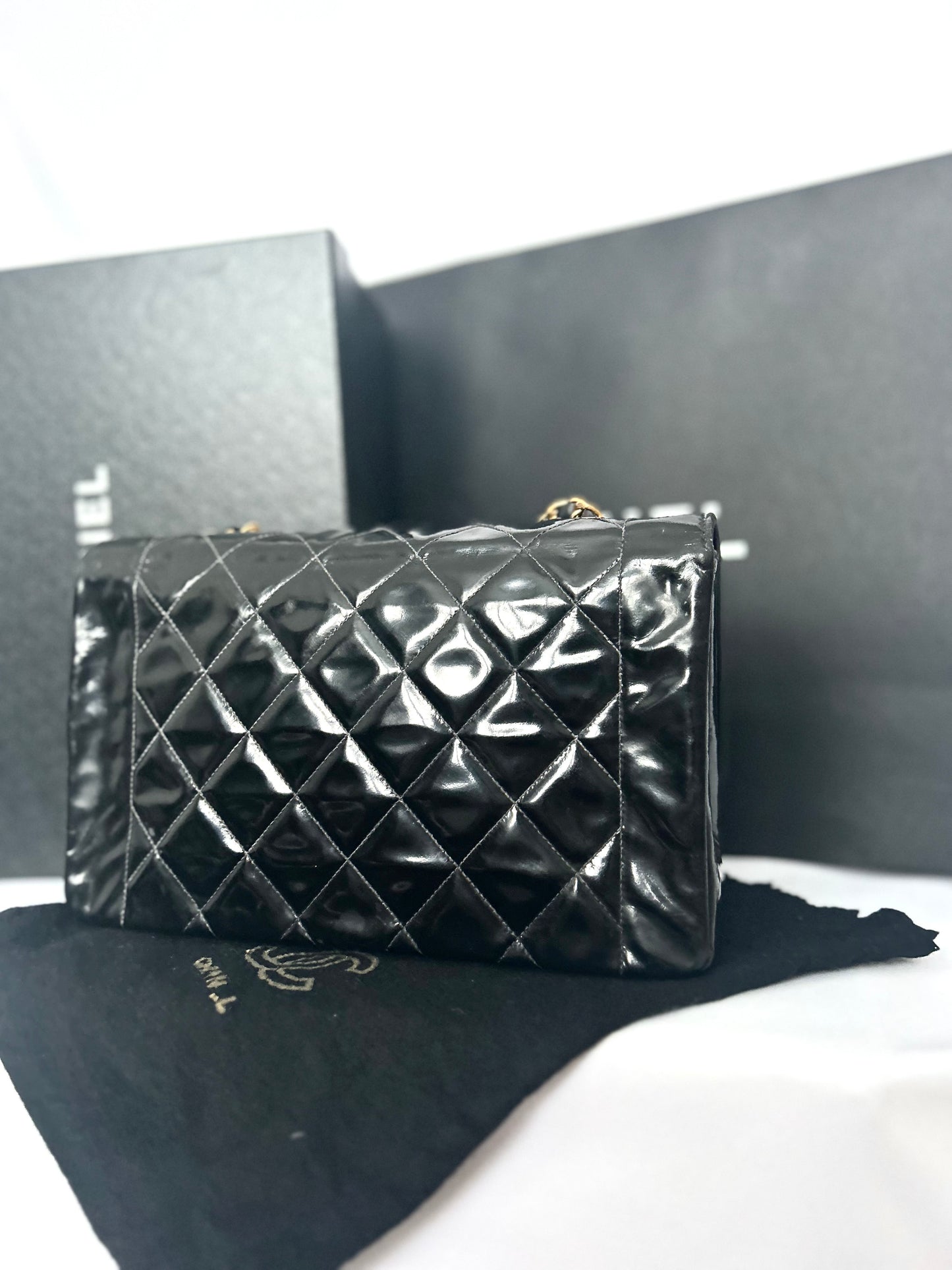 Authentic Chanel Patent Leather Diana Flap Bag