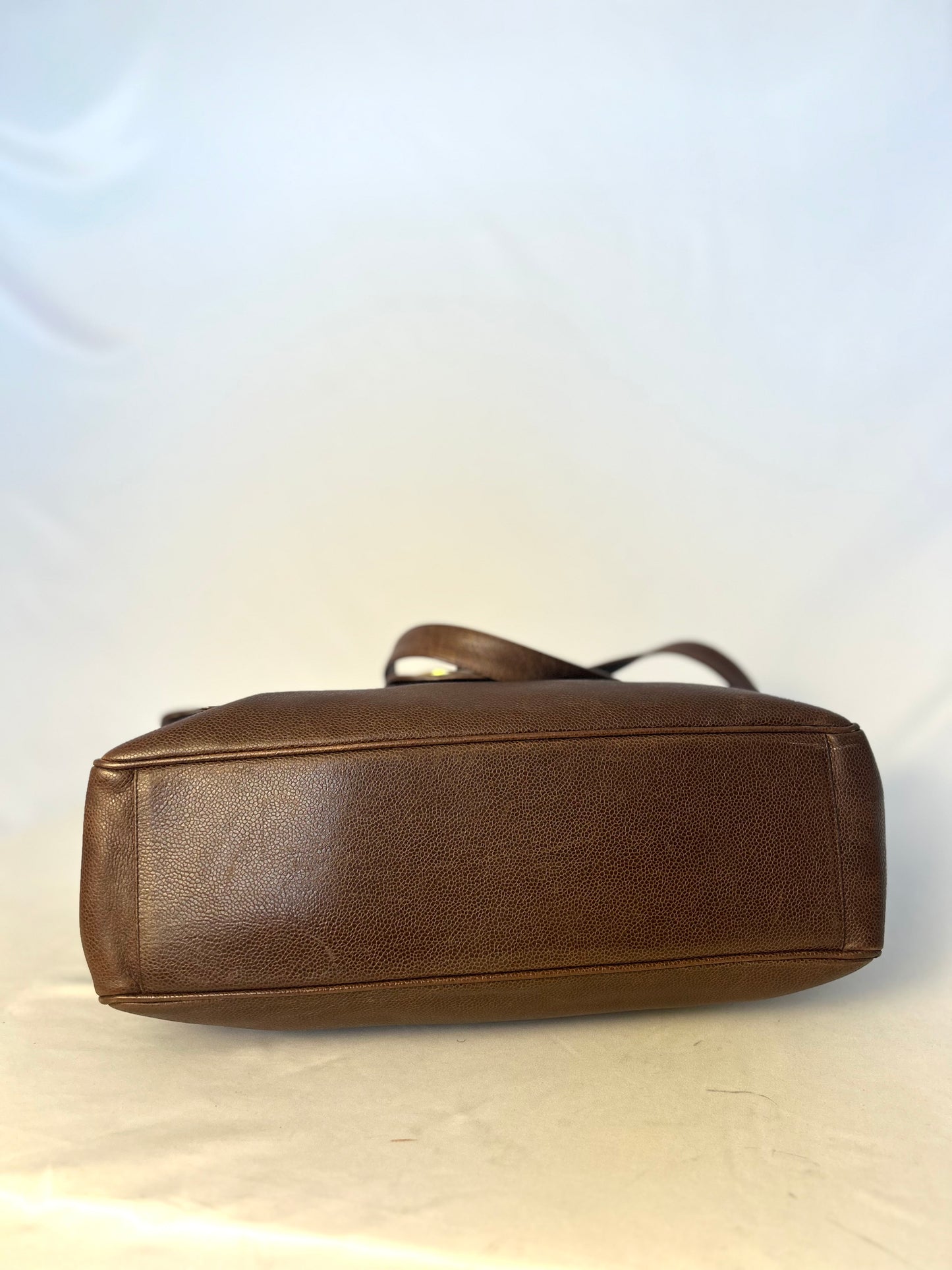Authentic Chanel Vintage Caviar Supermodel XL Brown Flap Bag