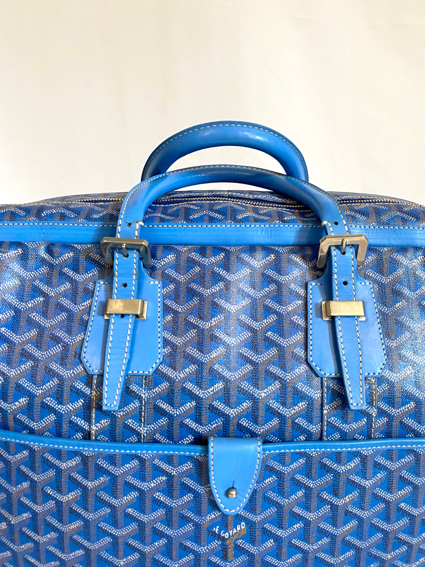 Goyard Blue Majordome Luggage Bag