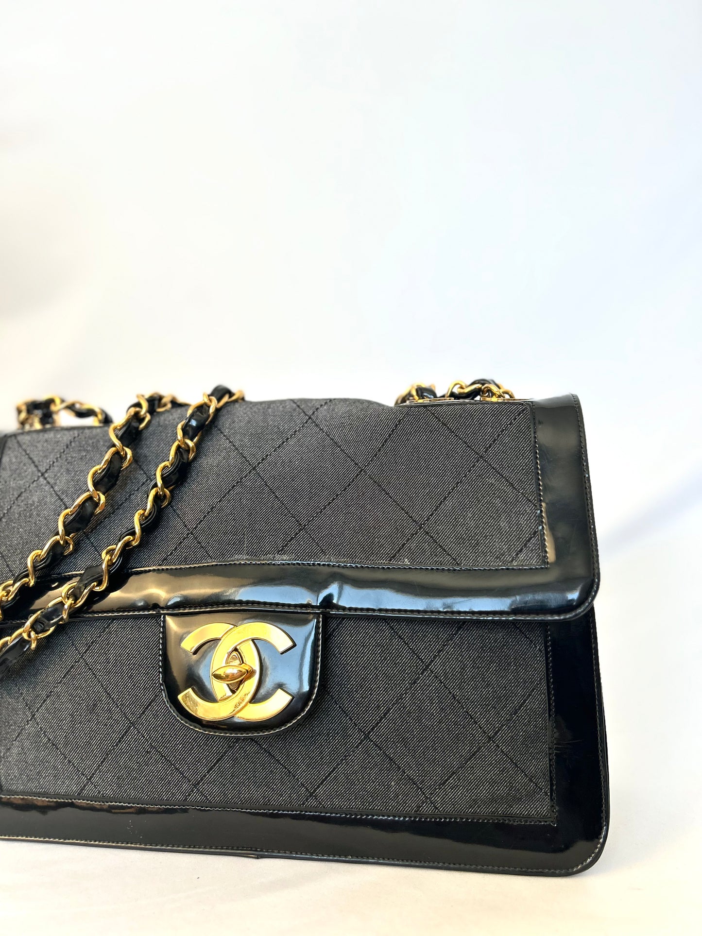 Chanel Denim & Patent Maxi Flap Bag