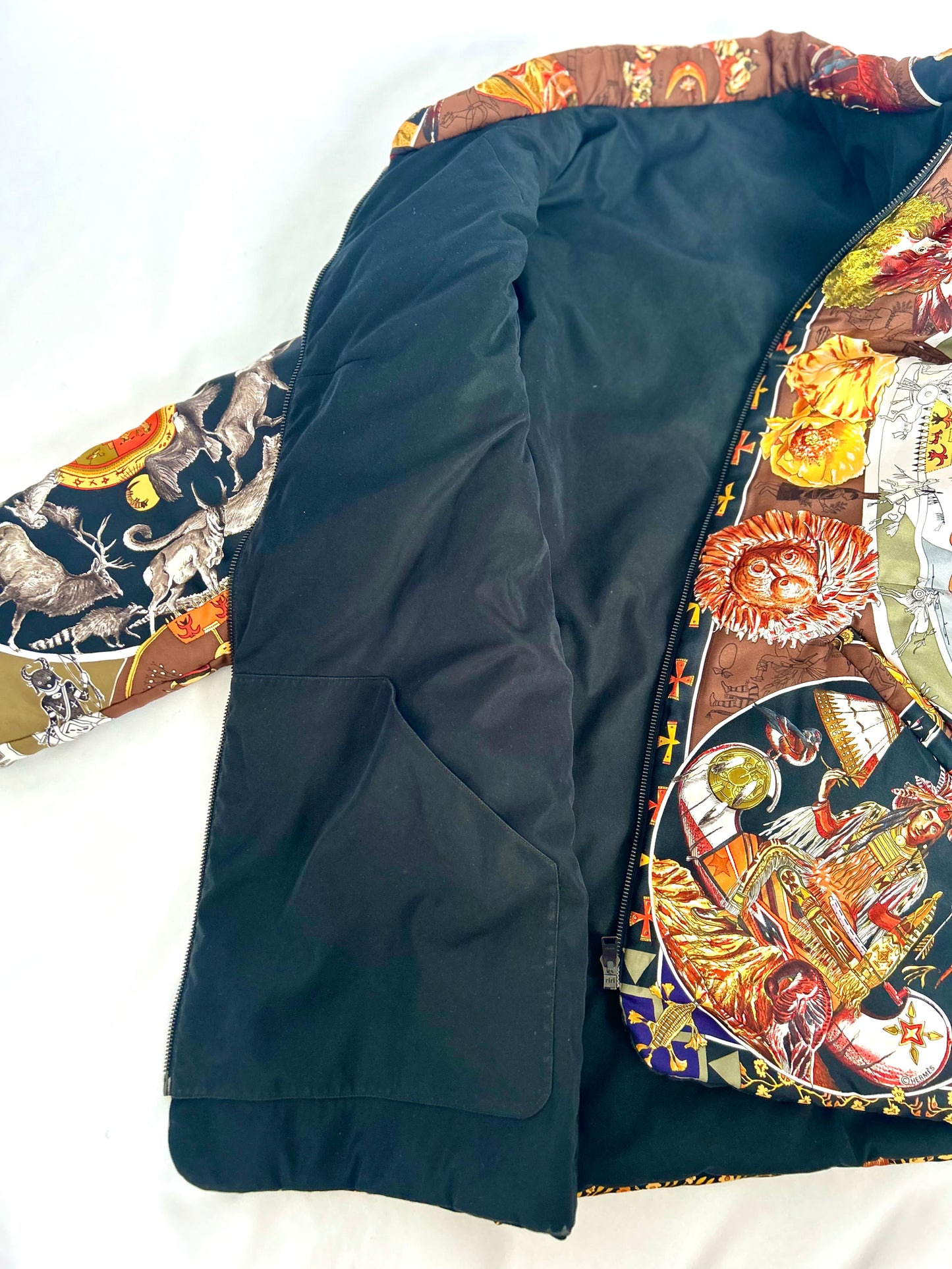 Archival Hermes Silk Detachable Sleeve Jacket Coat designed by Martin Margiela