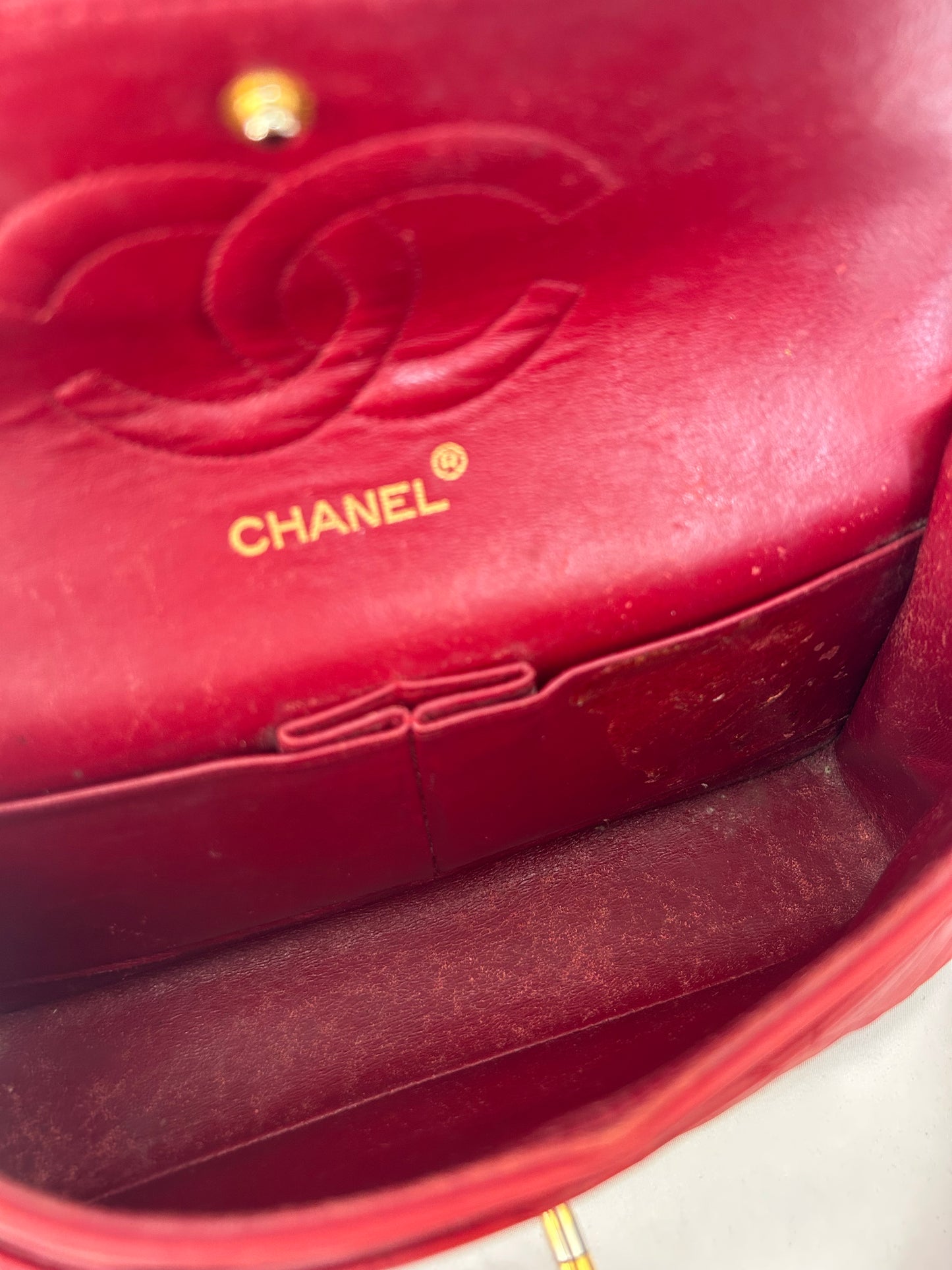 Red Chanel Vintage Lambskin Medium Classic Flap Bag