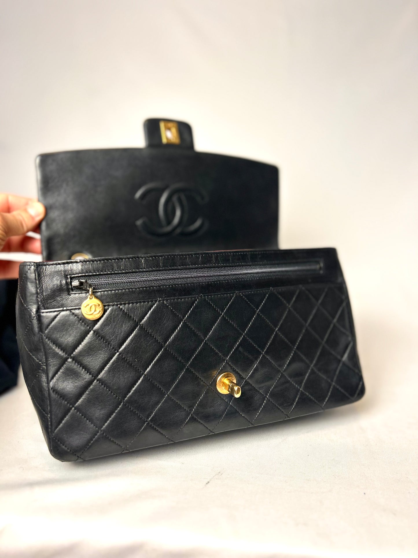 Authentic 1990s Chanel Single Lambskin Flap Bag
