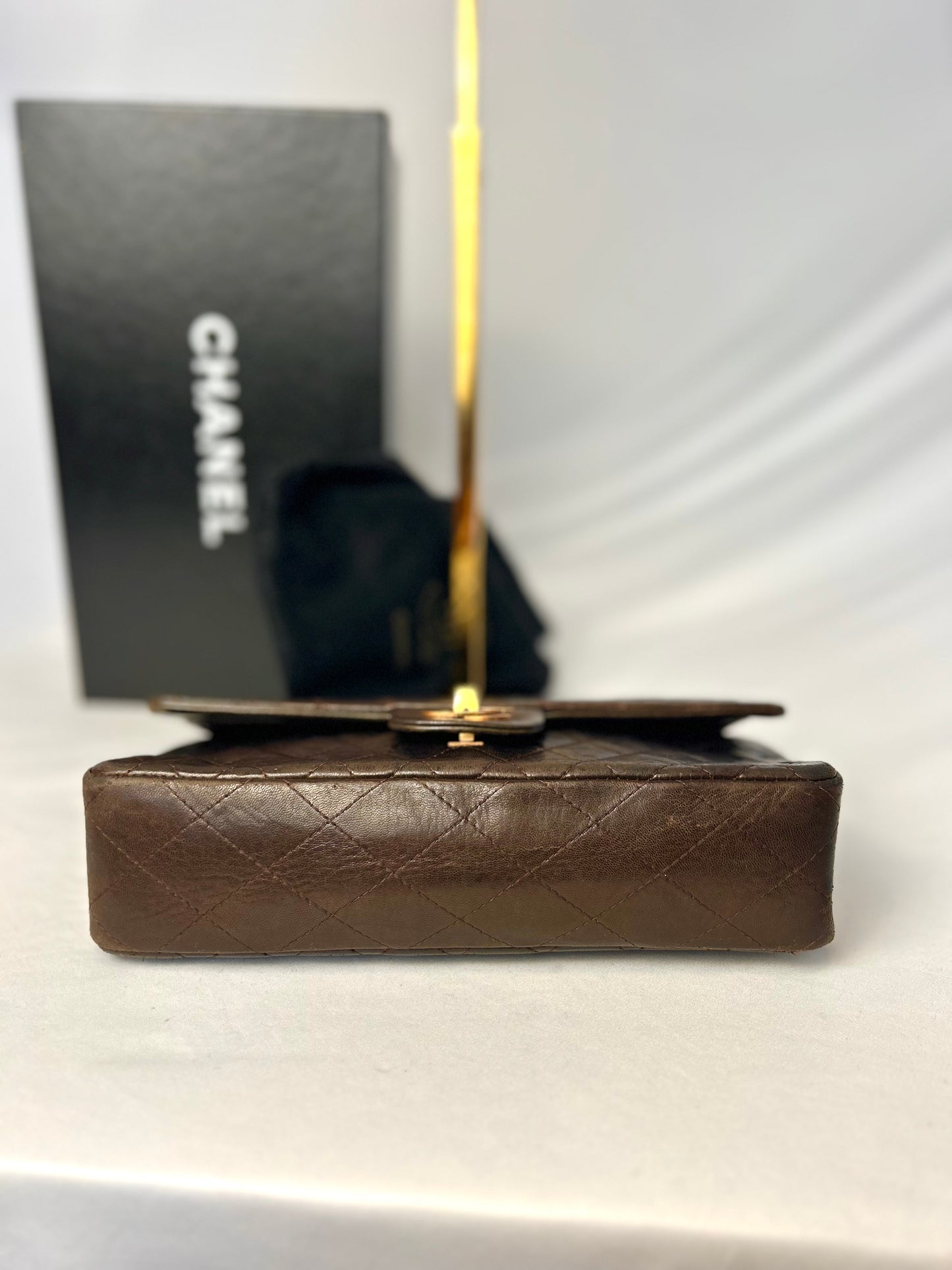 Chocolate Brown Chanel 1980s Vintage Medium Lambskin Classic Flap & Chanel Sneakers