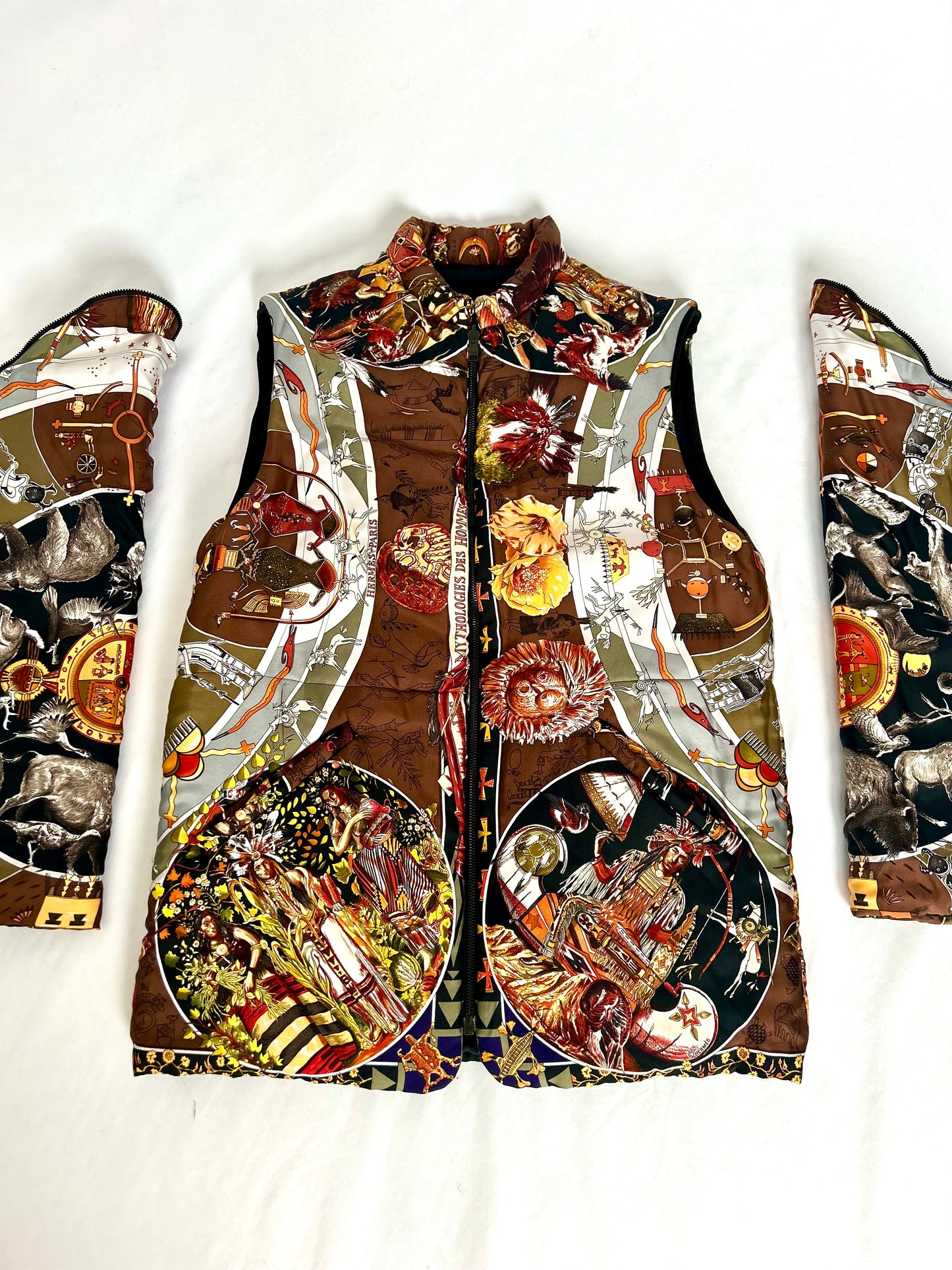 Archival Hermes Silk Detachable Sleeve Jacket Coat designed by Martin Margiela