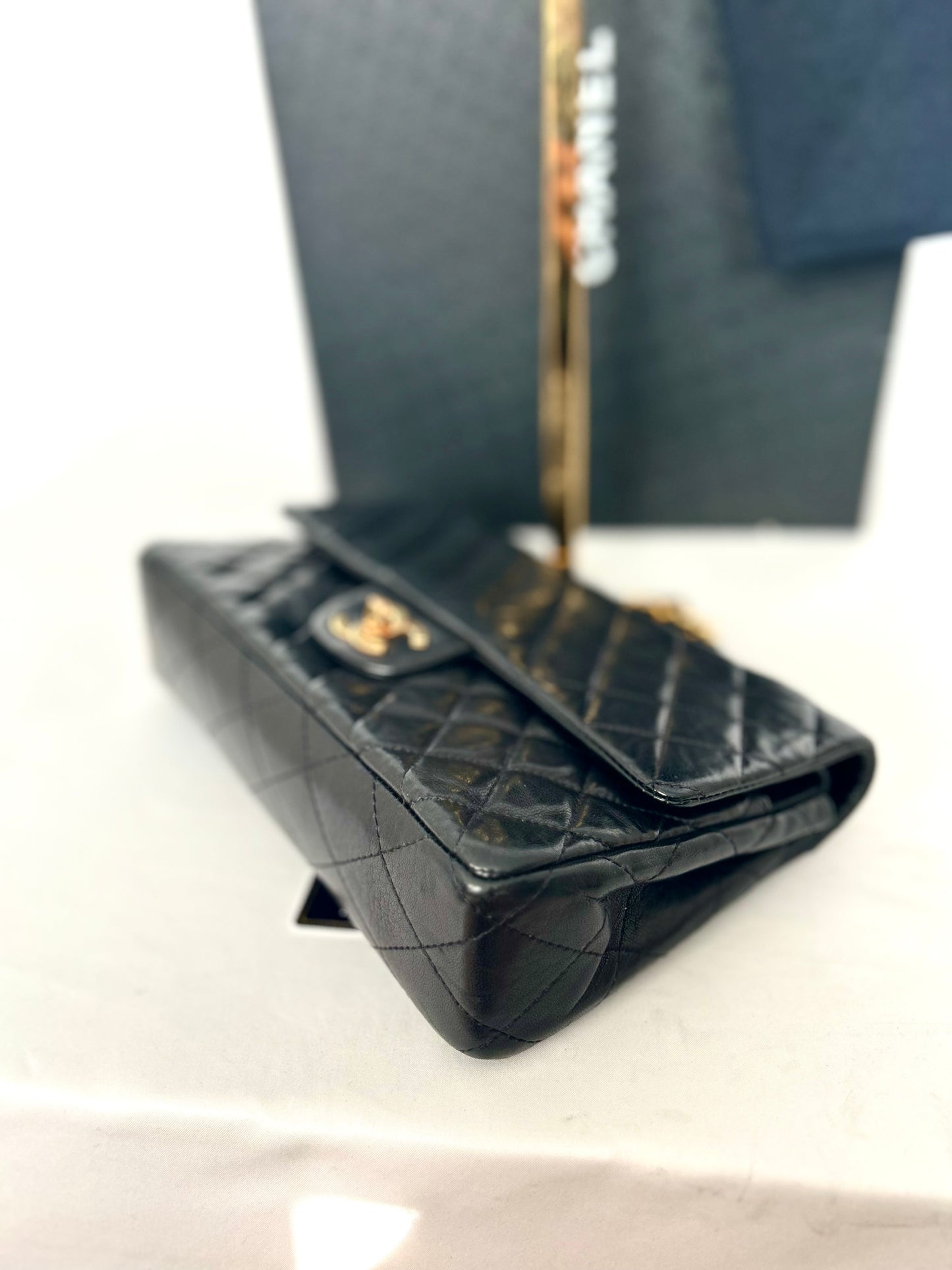 Authentic 1980s Chanel Lambskin Medium Classic Flap with 24k gold plated hardware