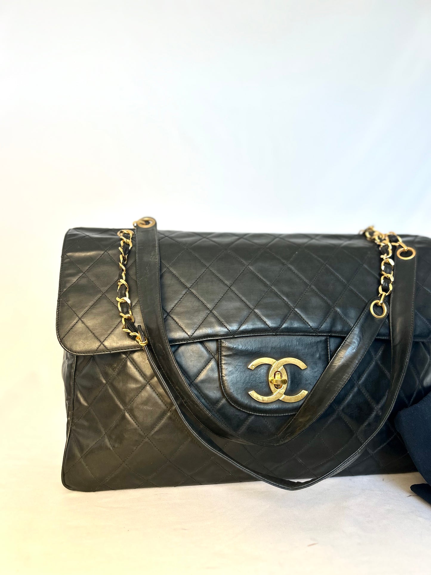 Black Calfskin XXL Supermodel Flap Bag