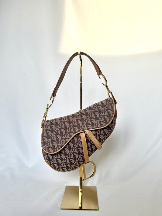 Dior Brown Oblique Monogram Saddle Bag