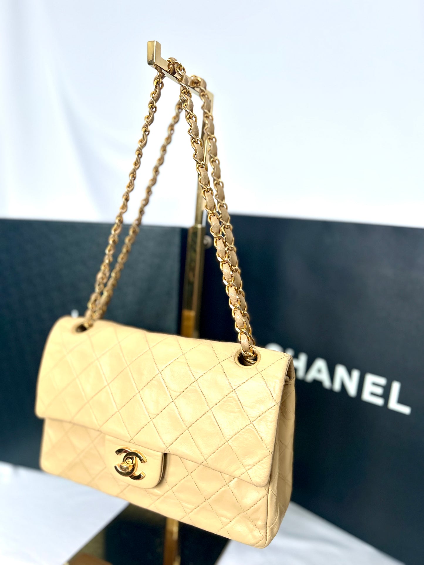 Chanel Beige Lambskin Medium Classic Flap 2/2 Payments