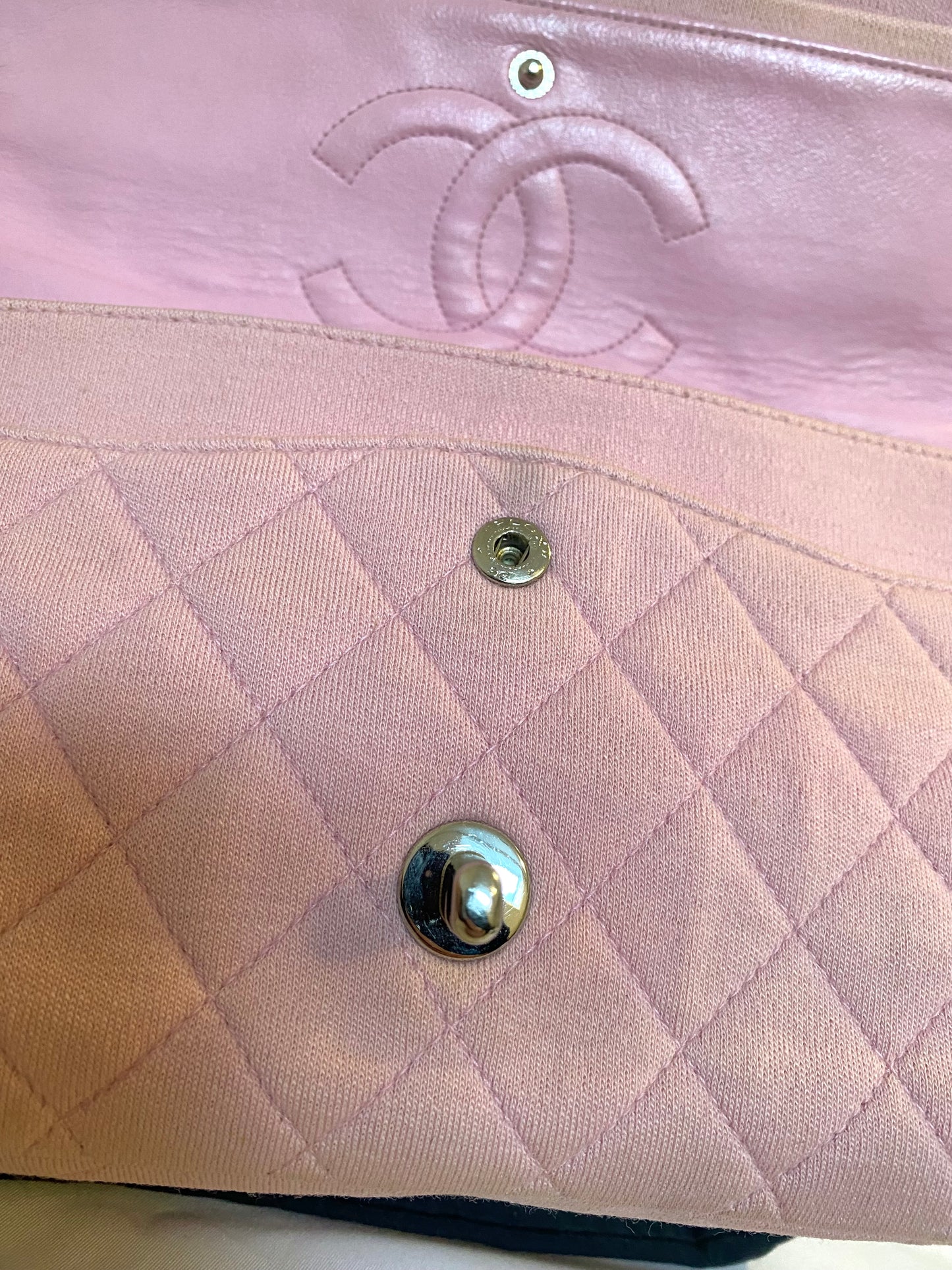 Pink Chanel Jersey Classic Flap