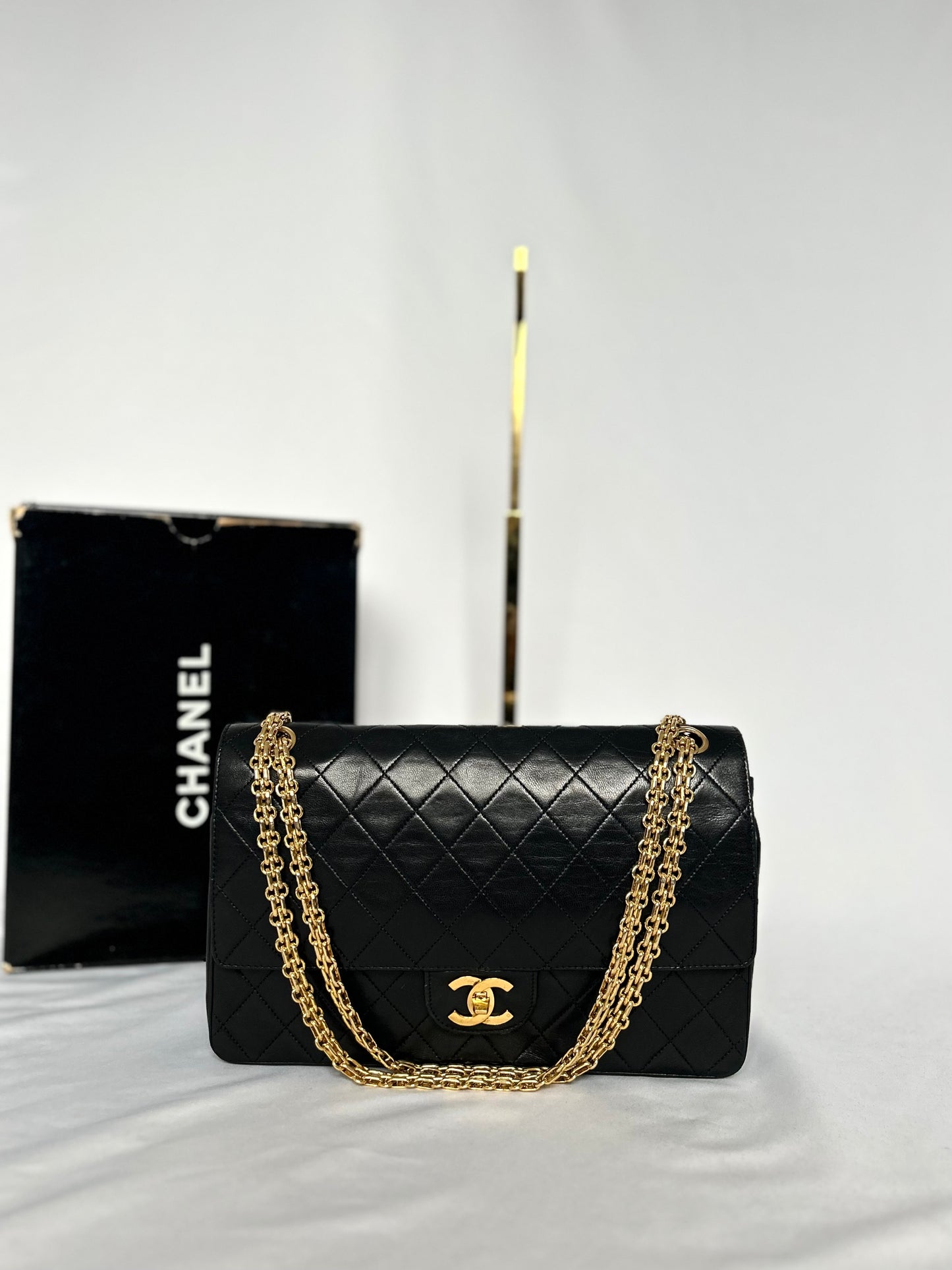 Black Vintage Chanel Lambskin Medium Classic Flap