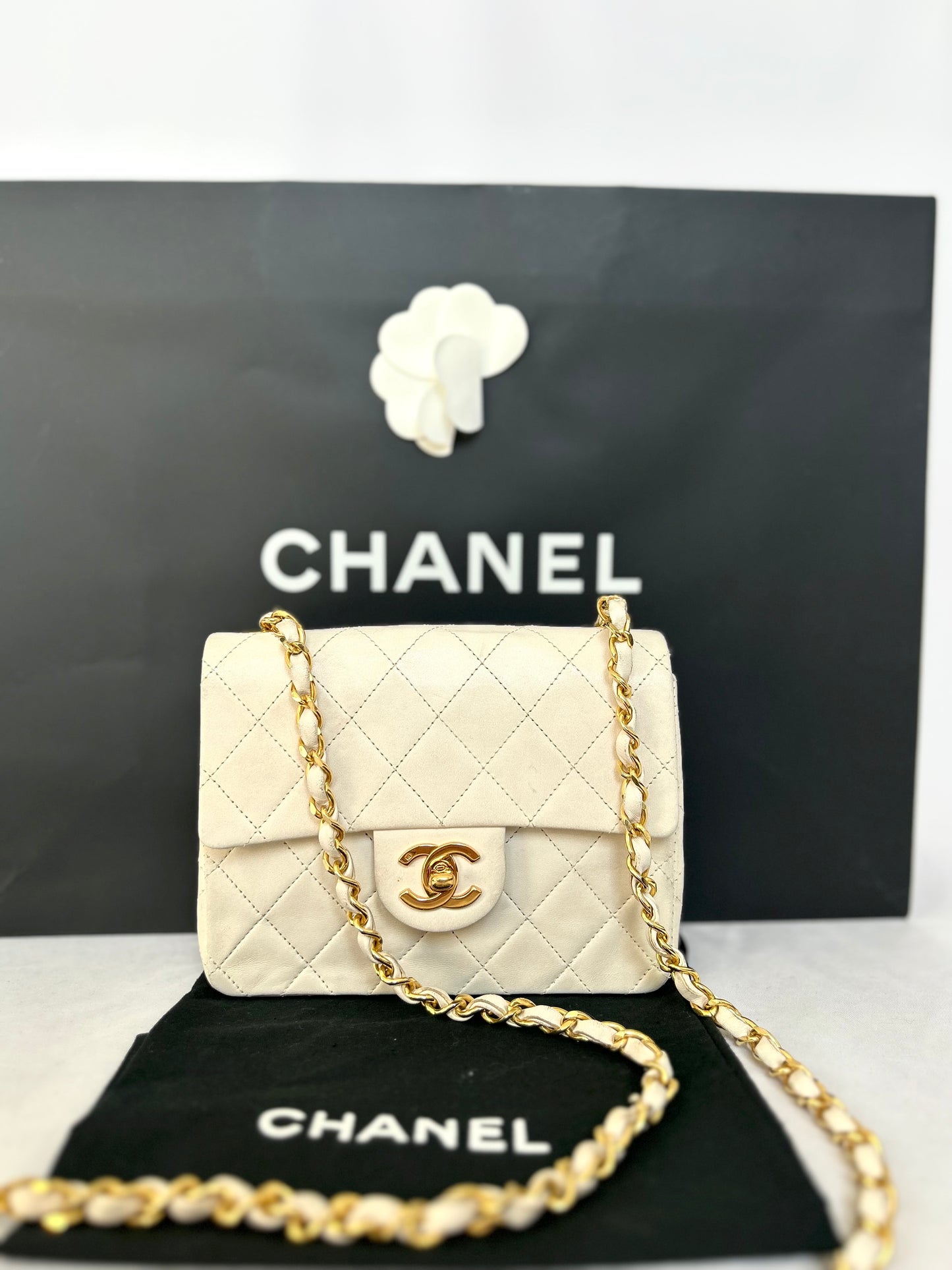 Chanel White Mini Square Flap Bag