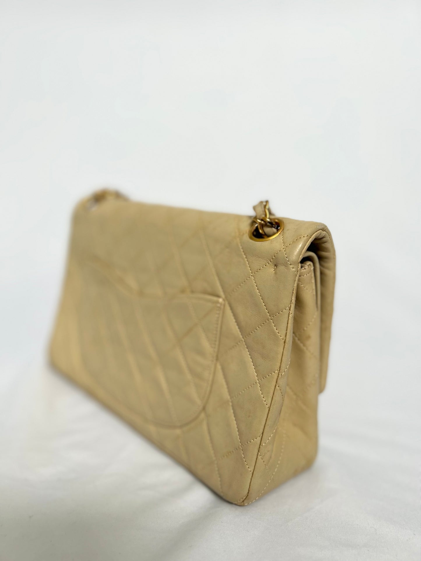 Chanel Beige Lambskin Classic Flap