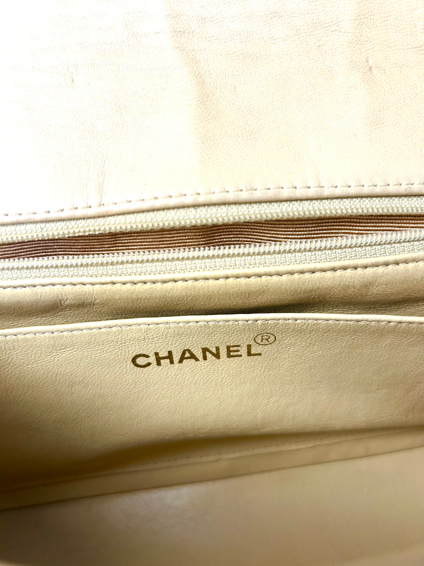 Authentic Vintage Chanel Beige Lambskin Diana Flap Bag