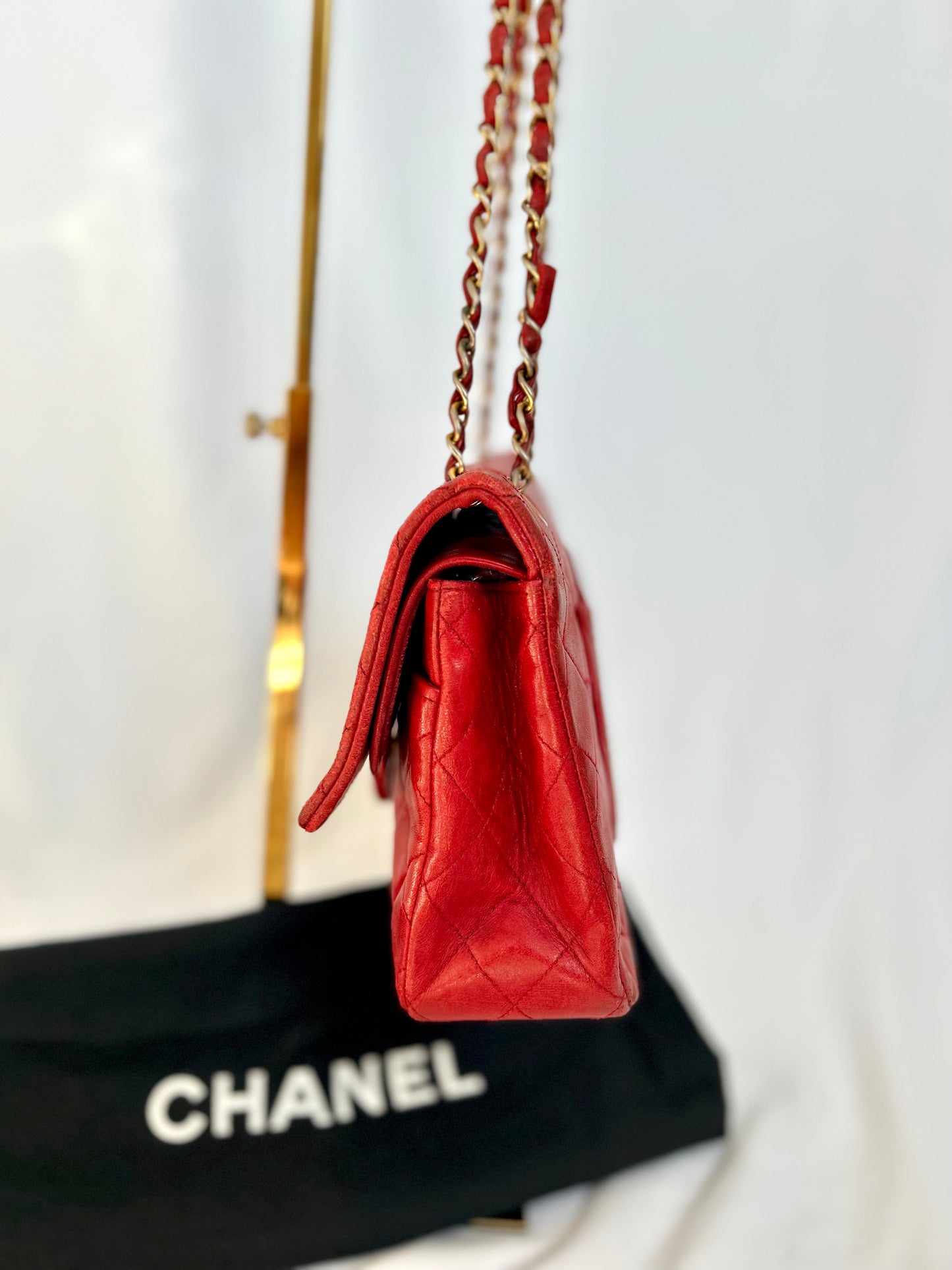 Red Chanel Vintage Lambskin Medium Classic Flap Bag