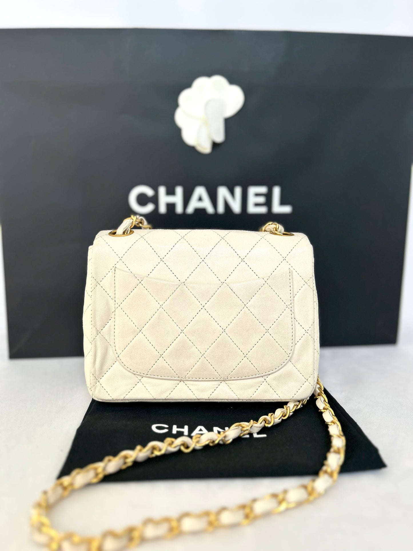 Chanel White Mini Square Flap Bag