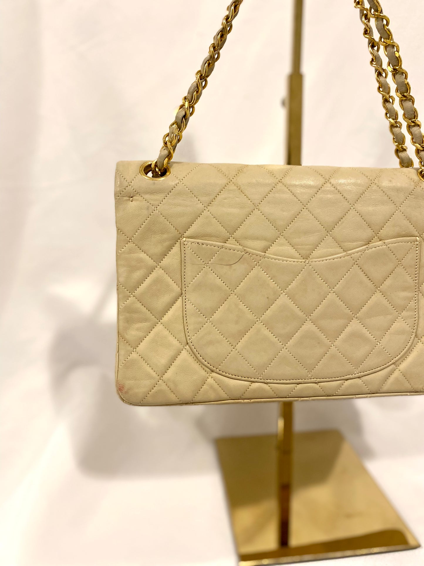 Chanel Beige Lambskin Classic Flap