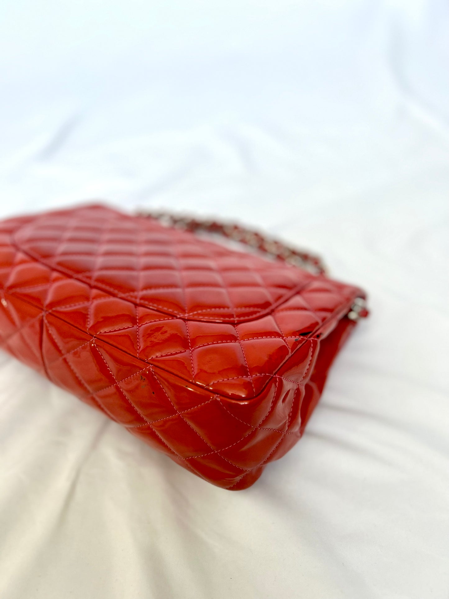 Chanel Orange Patent Medium Classic Flap