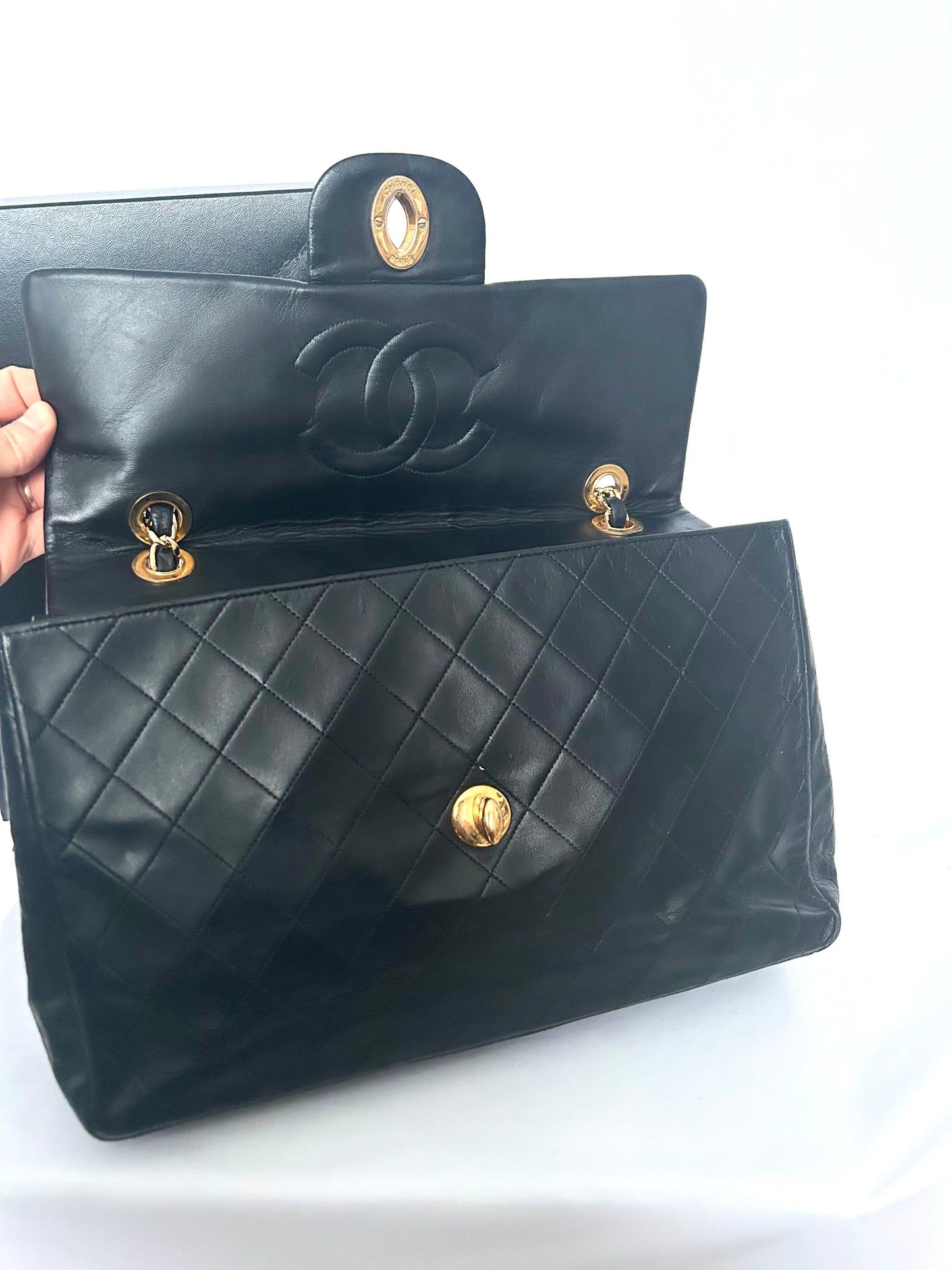 Chanel Black Lambskin Maxi Flap Bag