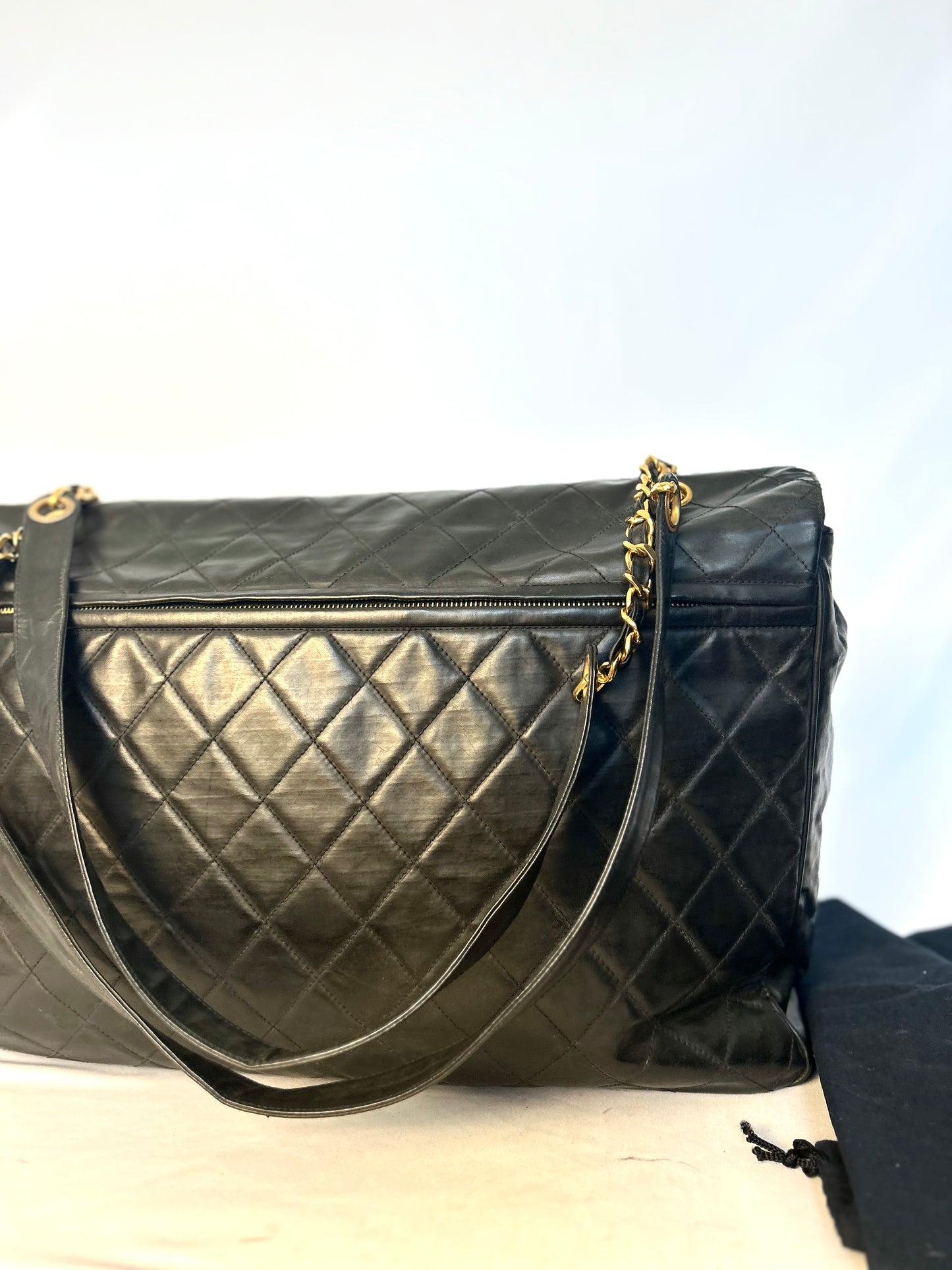 Black Calfskin XXL Supermodel Flap Bag