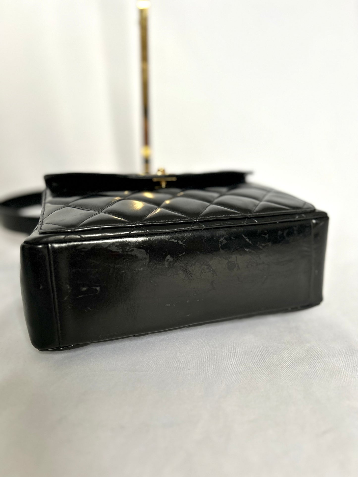 Chanel Double Turnlock Patent Leather Shoulder Bag