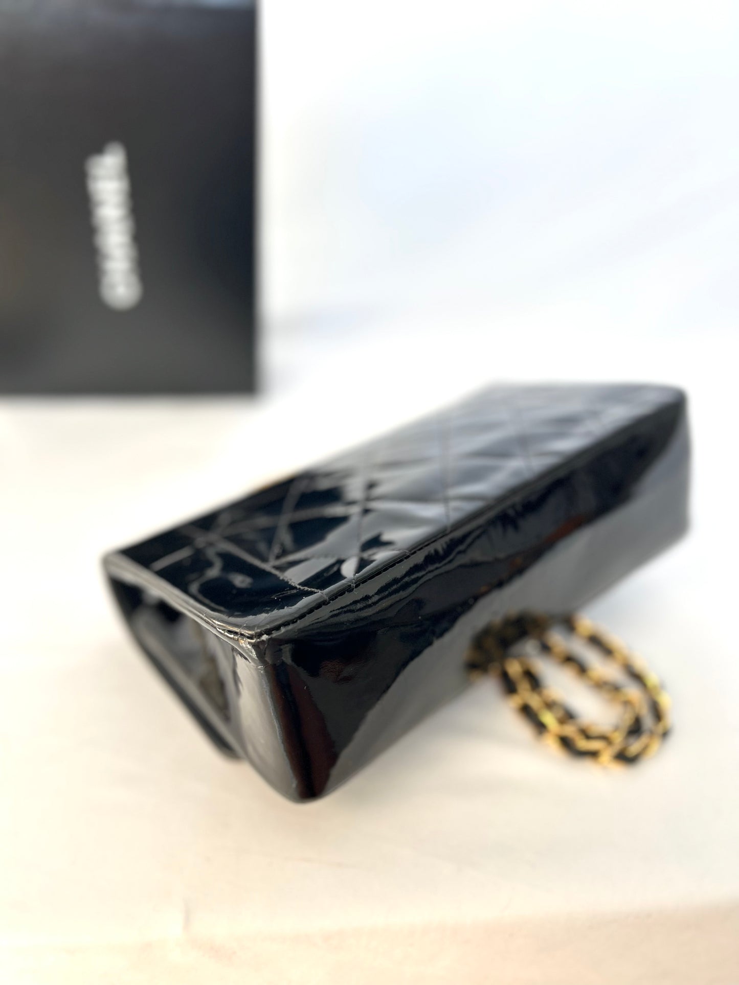 Authentic Chanel Patent Leather Small Diana Flap Bag