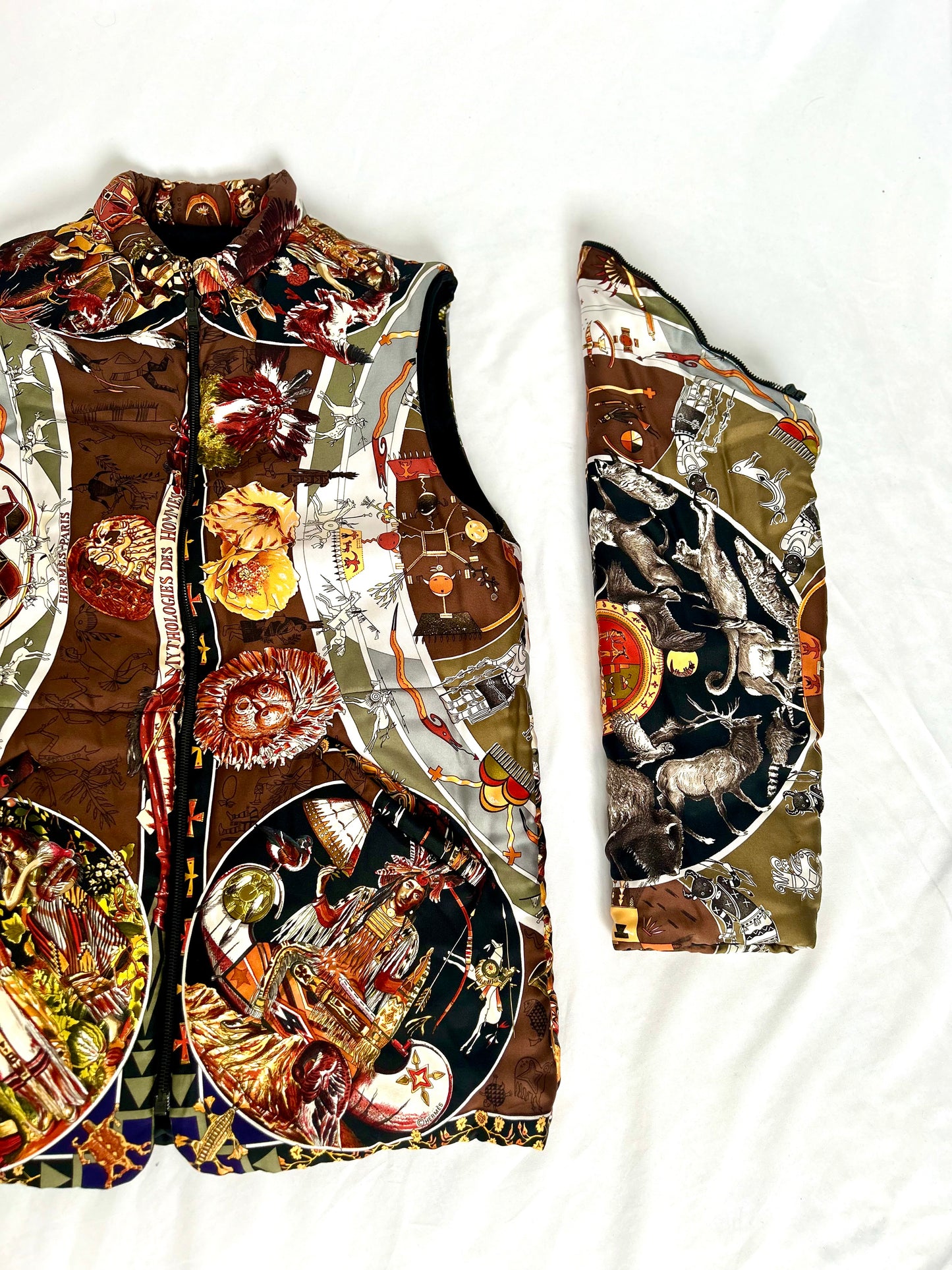 Archival Hermes Silk Detachable Sleeve Jacket Coat designed by Martin Margiela