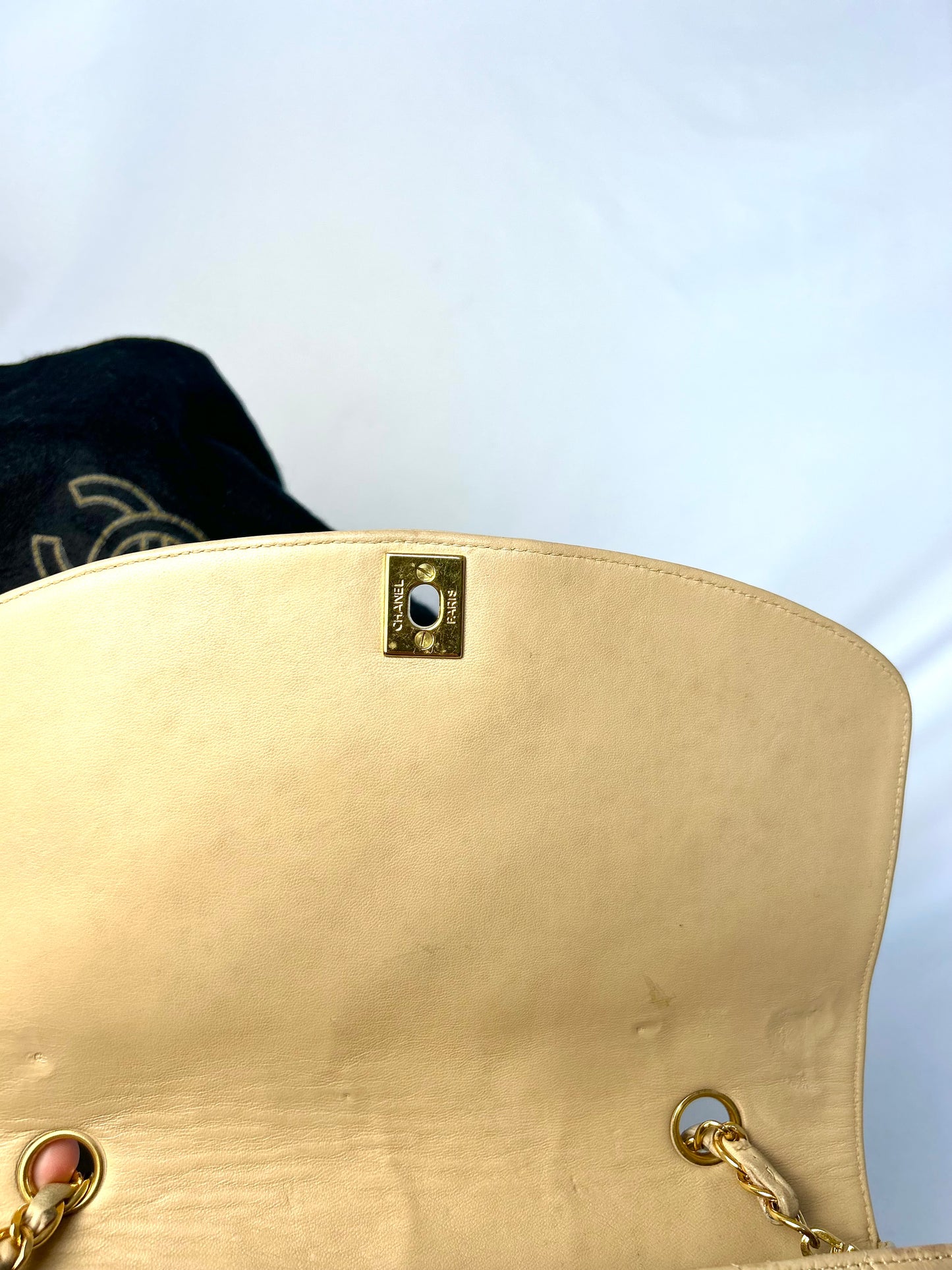 Authentic Vintage Chanel Beige Lambskin Diana Flap Bag