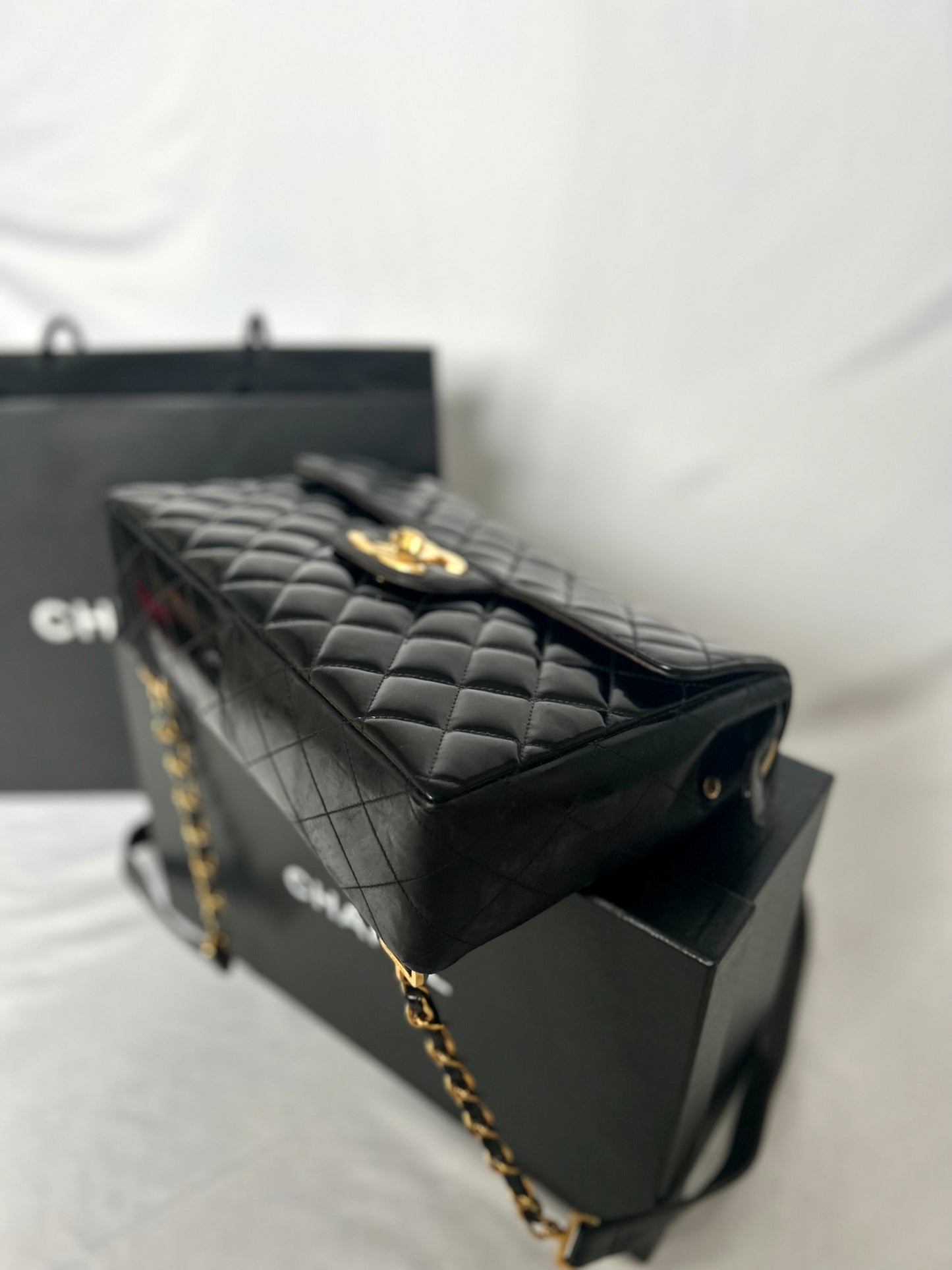 Chanel Patent Leather Jumbo CC Backpack