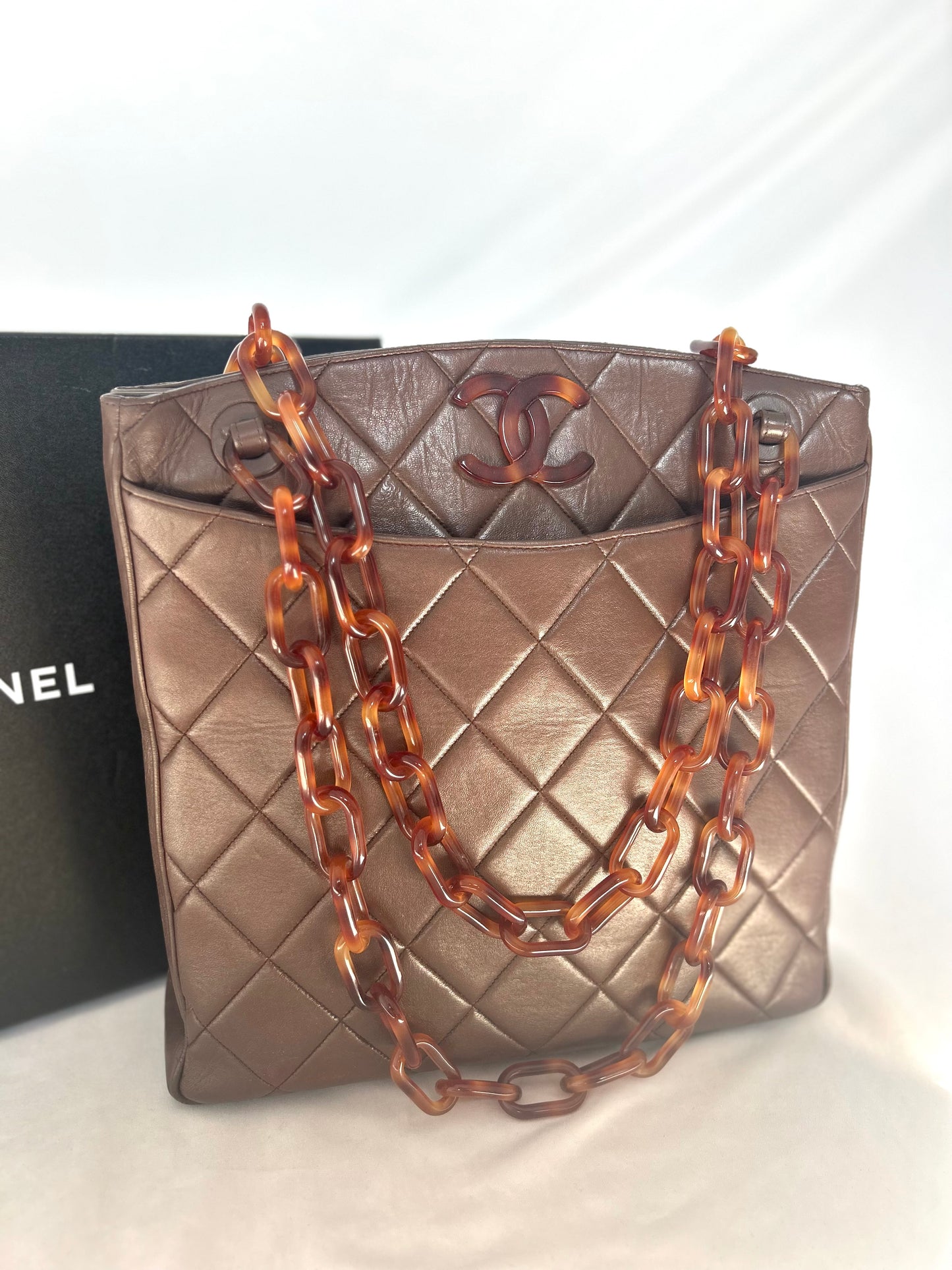 (Copy) 1986 Chanel Lambskin Tortoiseshell Chain Tote