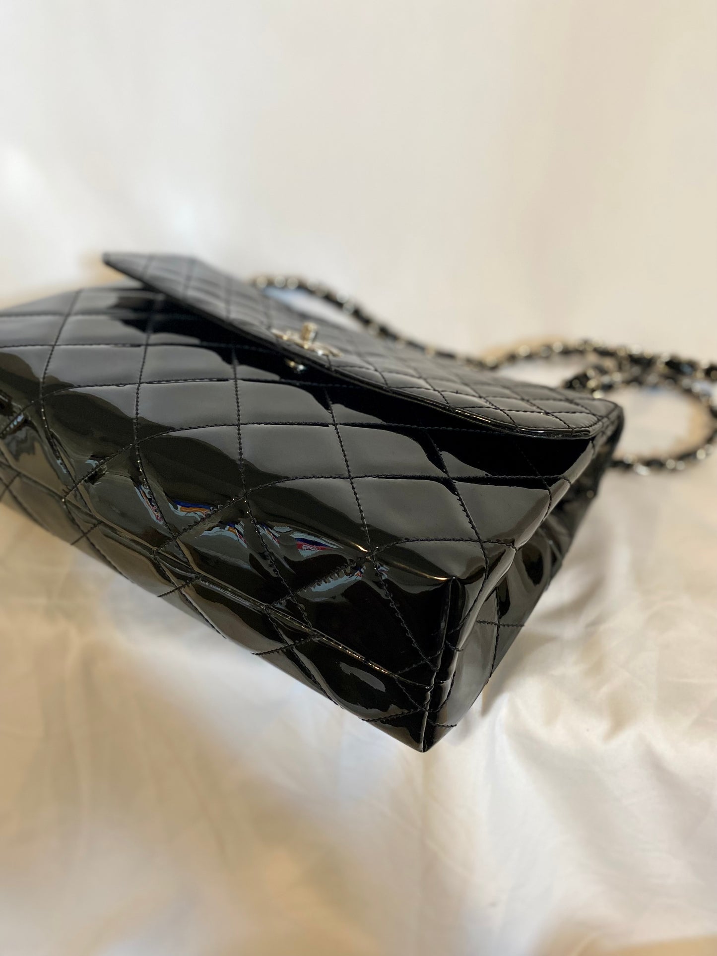 Chanel Maxi Patent Leather Silver Hardware