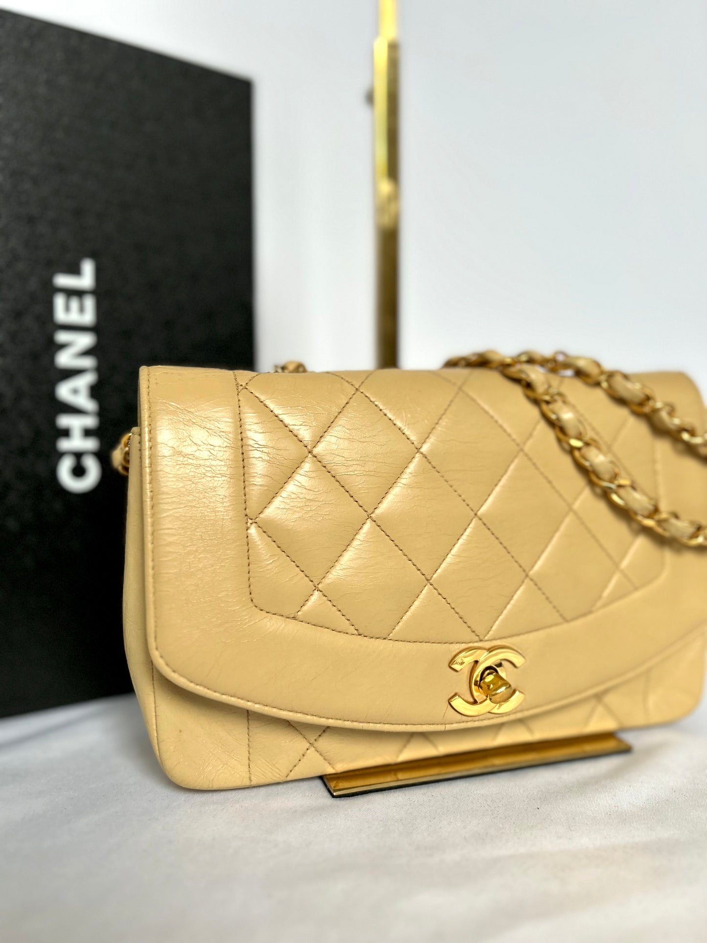 Vintage Chanel Beige Diana Small Flap Bag