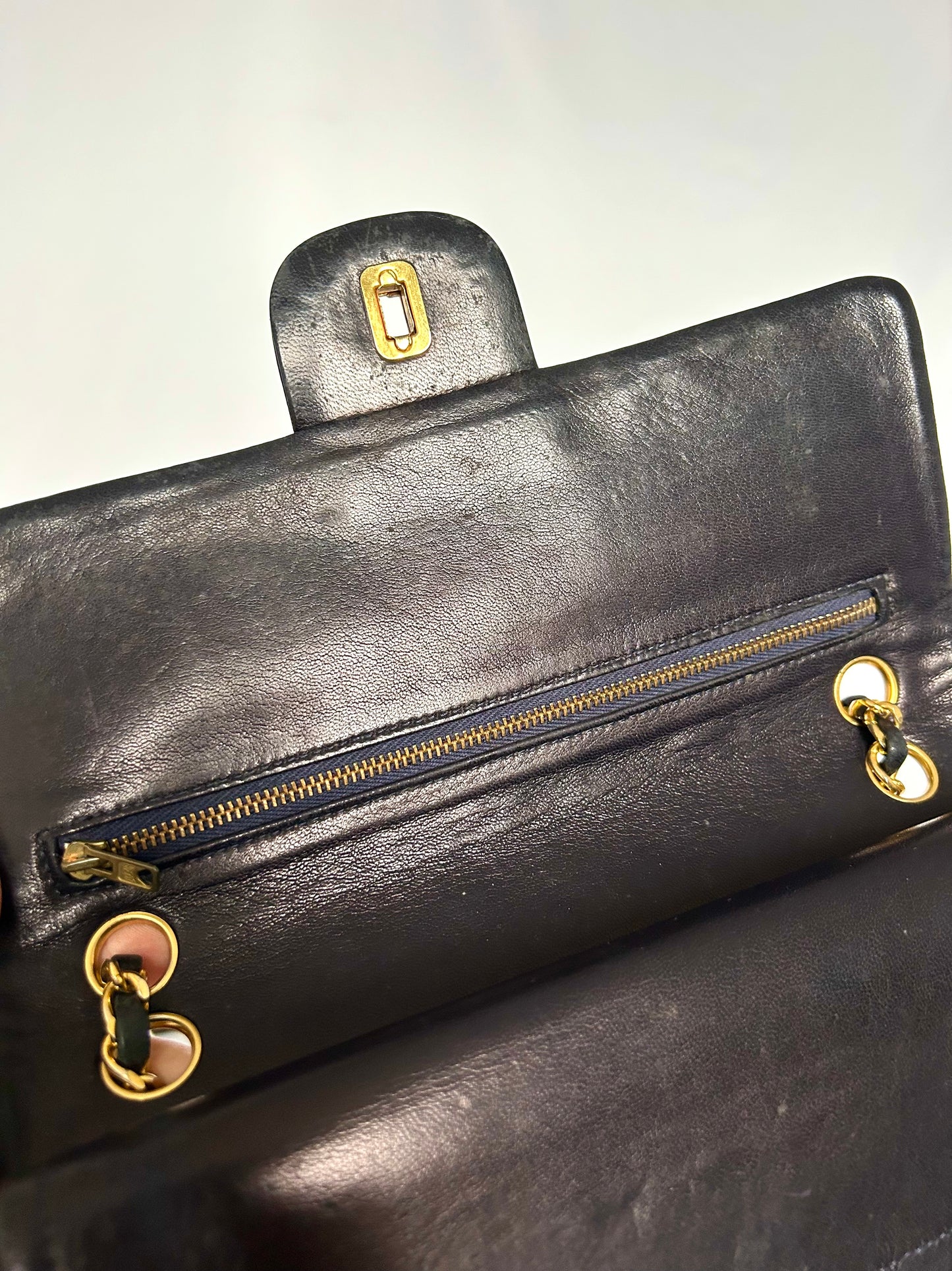Midnight Blue Medium Lambskin Vintage Classic Flap