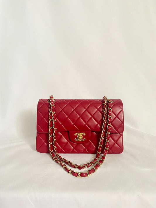 Chanel Red Small Lambskin Classic Flap