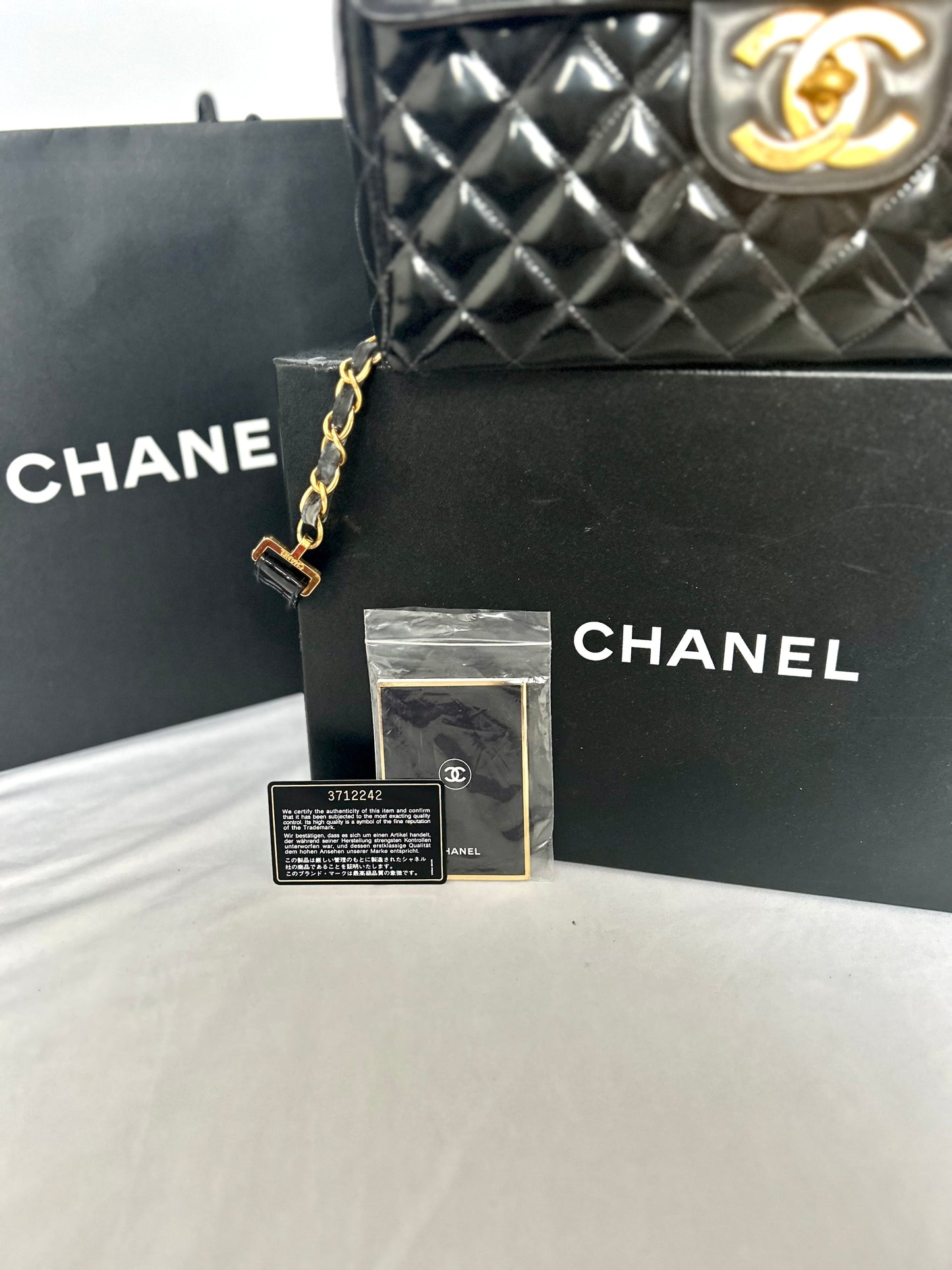 Chanel Patent Leather Jumbo CC Backpack