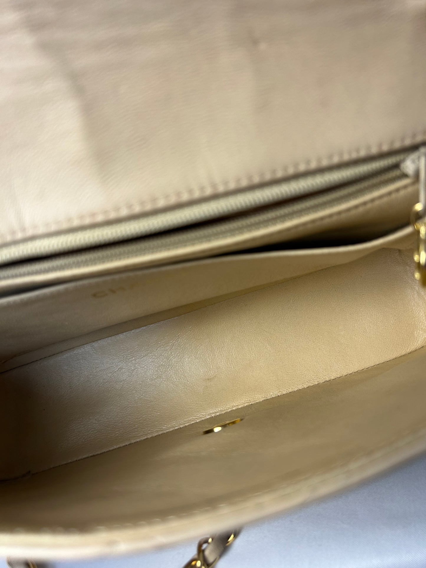 Authentic Vintage Chanel Beige Lambskin Diana Flap Bag