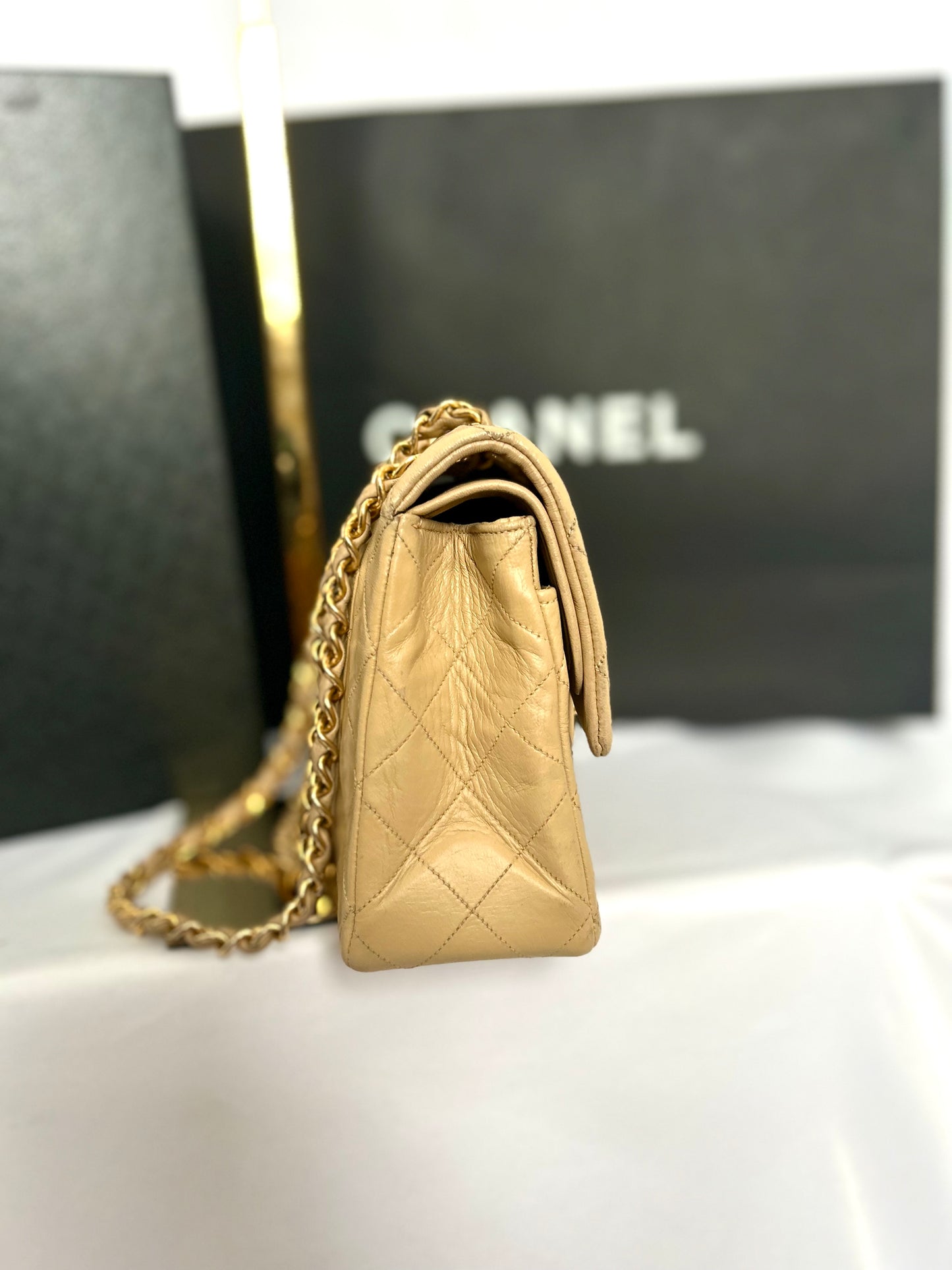 Chanel Beige Lambskin Medium Classic Flap 2/2 Payments